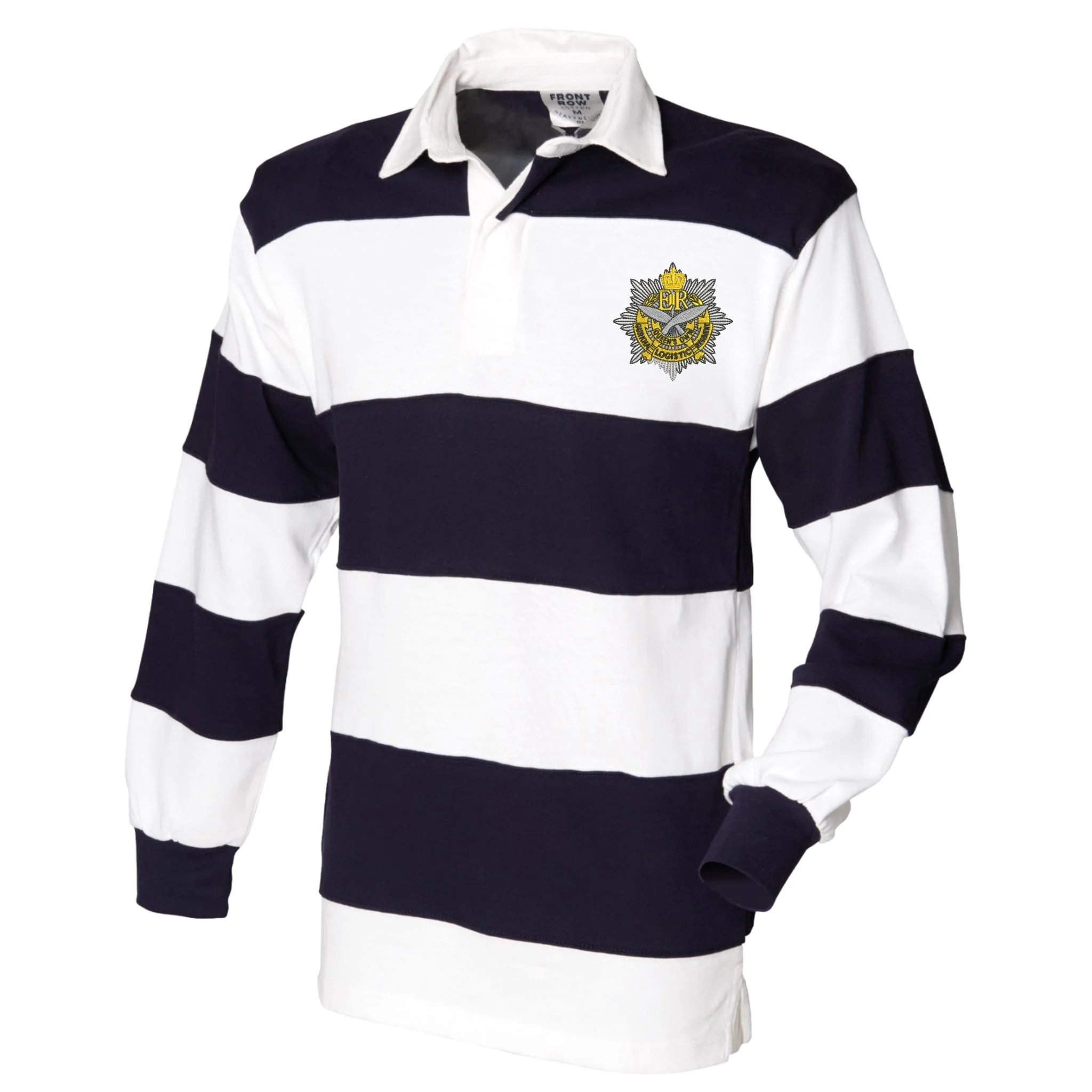 10 Queen's Own Gurkha Logistic Regiment Front Row Sewn Stripe Long Sleeve Rugby Shirt - Image 3
