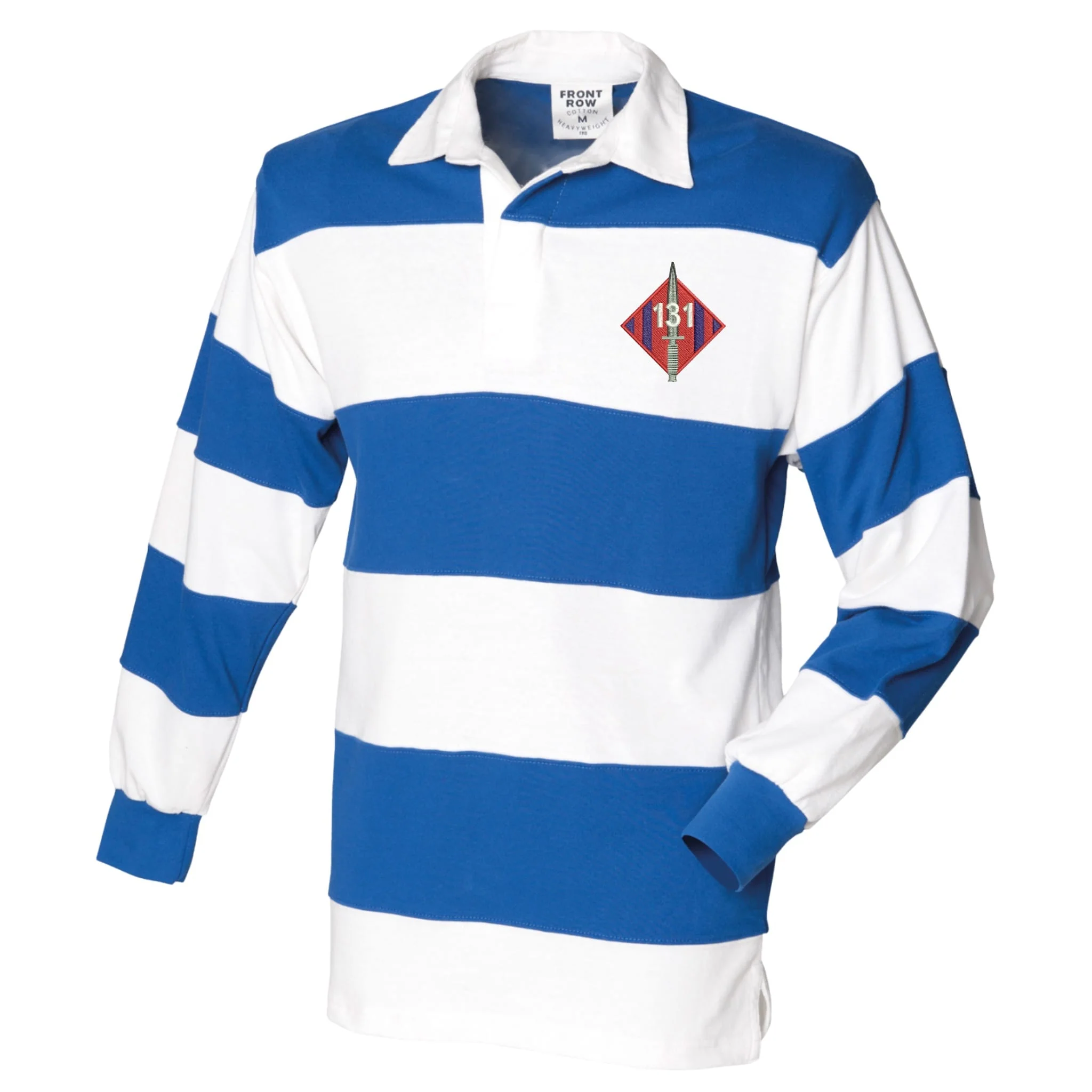 131 Commando Squadron Royal Engineers Front Row Sewn Stripe Long Sleeve Rugby Shirt - Image 3
