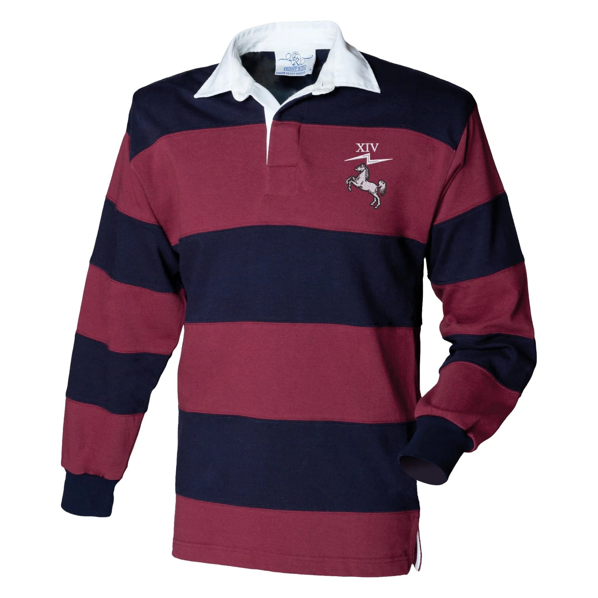 14 Signal Regiment Front Row Sewn Stripe Long Sleeve Rugby Shirt - Image 4