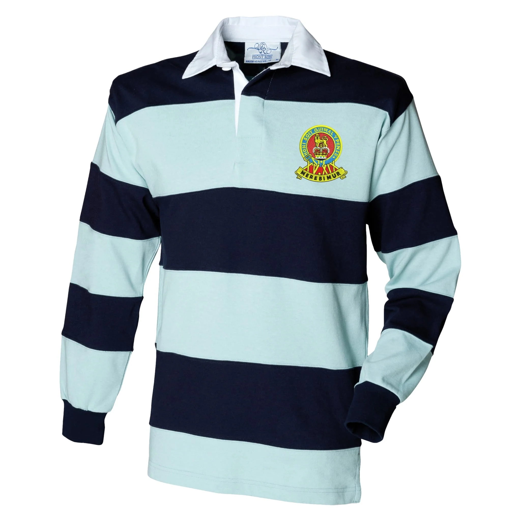 15th/19th Kings Royal Hussars Front Row Sewn Stripe Long Sleeve Rugby Shirt - Image 2
