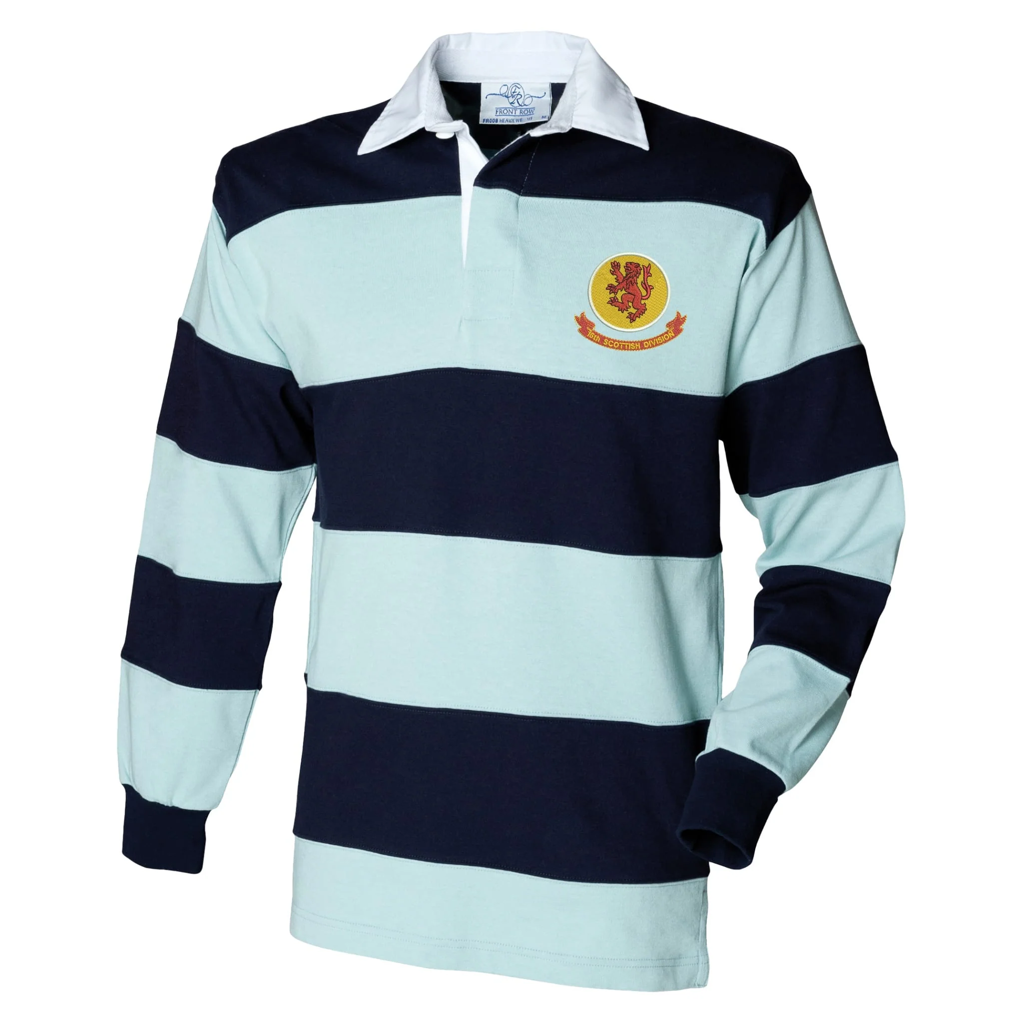 15th Scottish Infantry Division Front Row Sewn Stripe Long Sleeve Rugby Shirt - Image 2