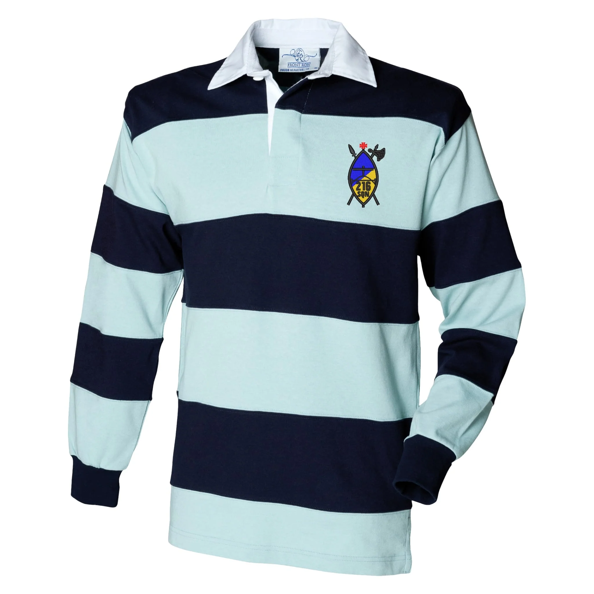 216 (Tynemouth) Transport Squadron RLC Front Row Sewn Stripe Long Sleeve Rugby Shirt - Image 2