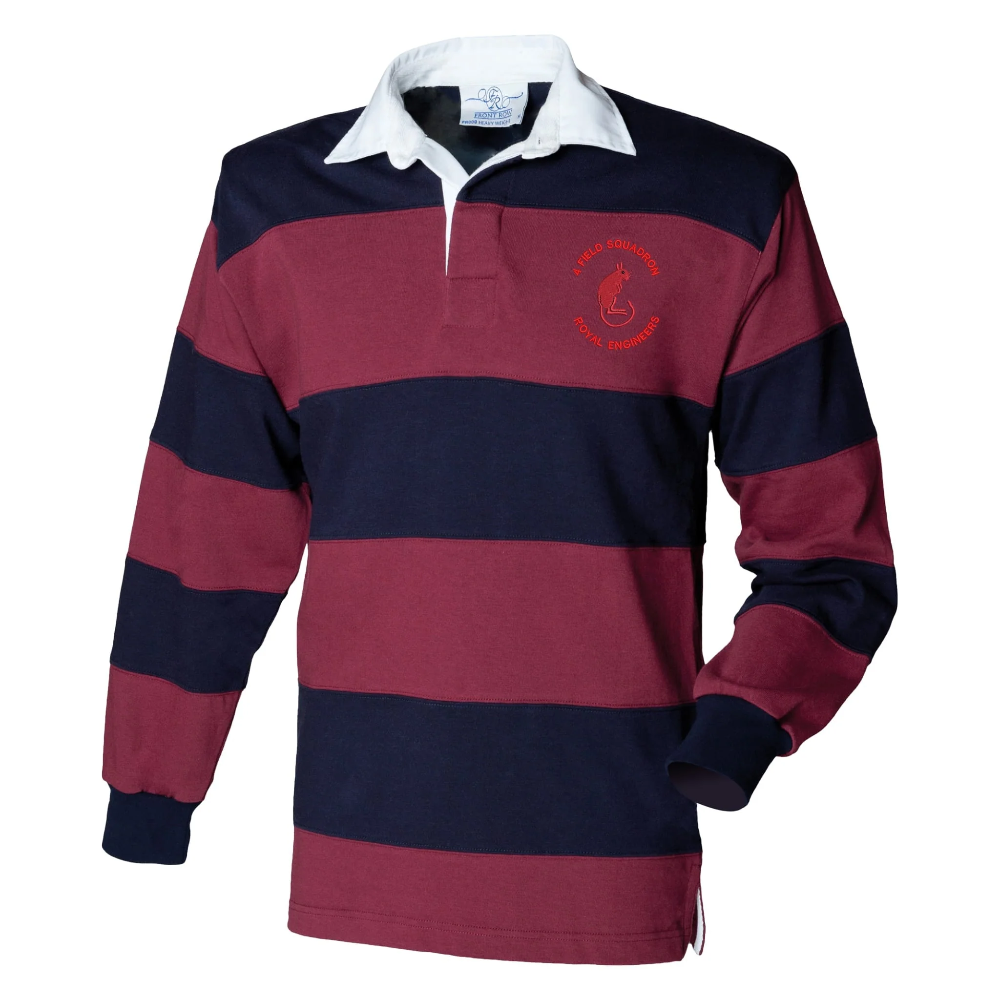4 Field Squadron Royal Engineers Front Row Sewn Stripe Long Sleeve Rugby Shirt