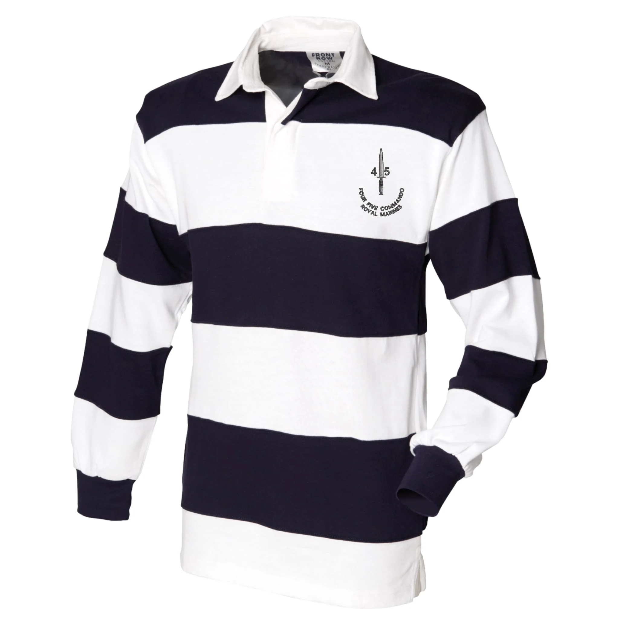 45 Commando Front Row Sewn Stripe Long Sleeve Rugby Shirt - Image 3