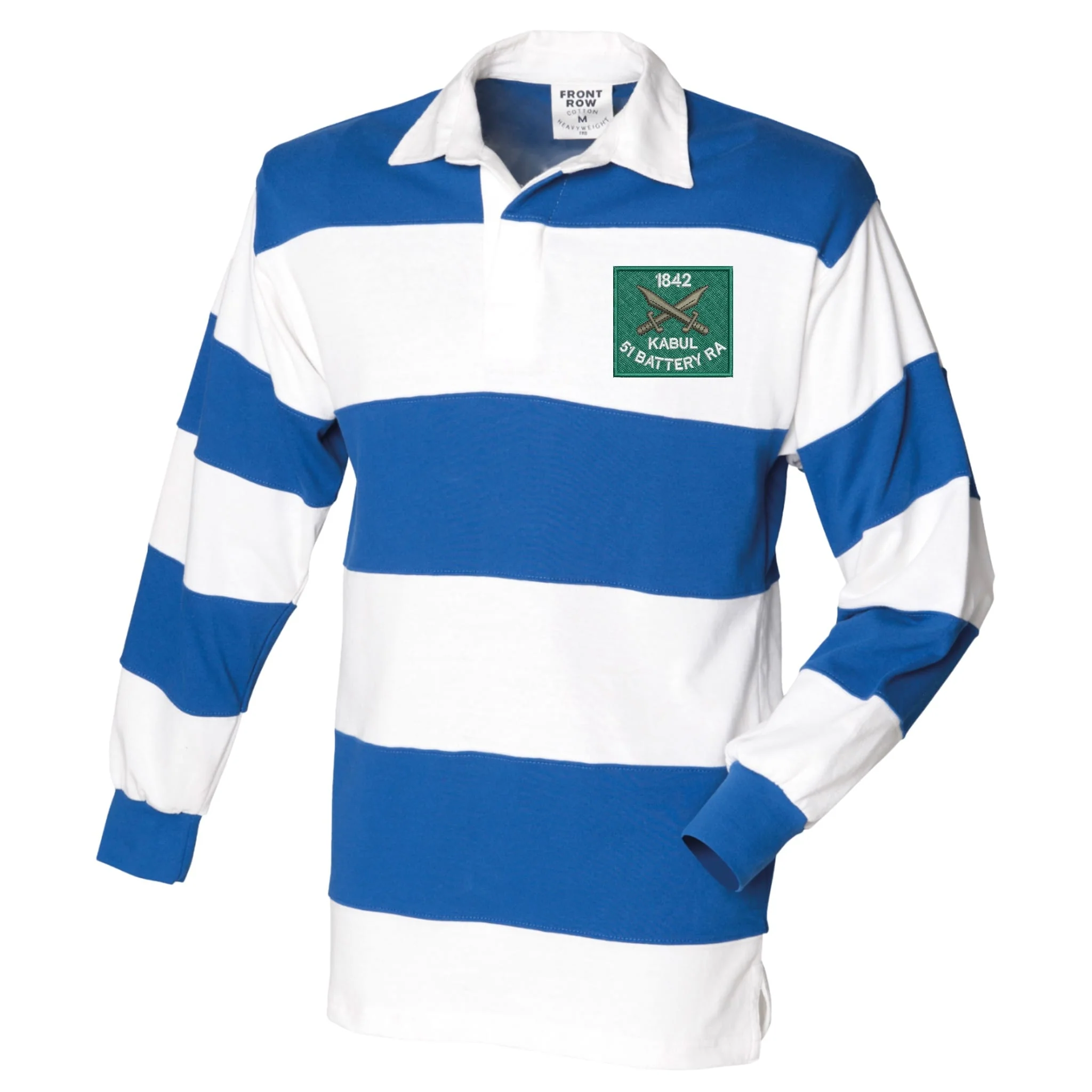 51 Battery Royal Artillery Front Row Sewn Stripe Long Sleeve Rugby Shirt - Image 3