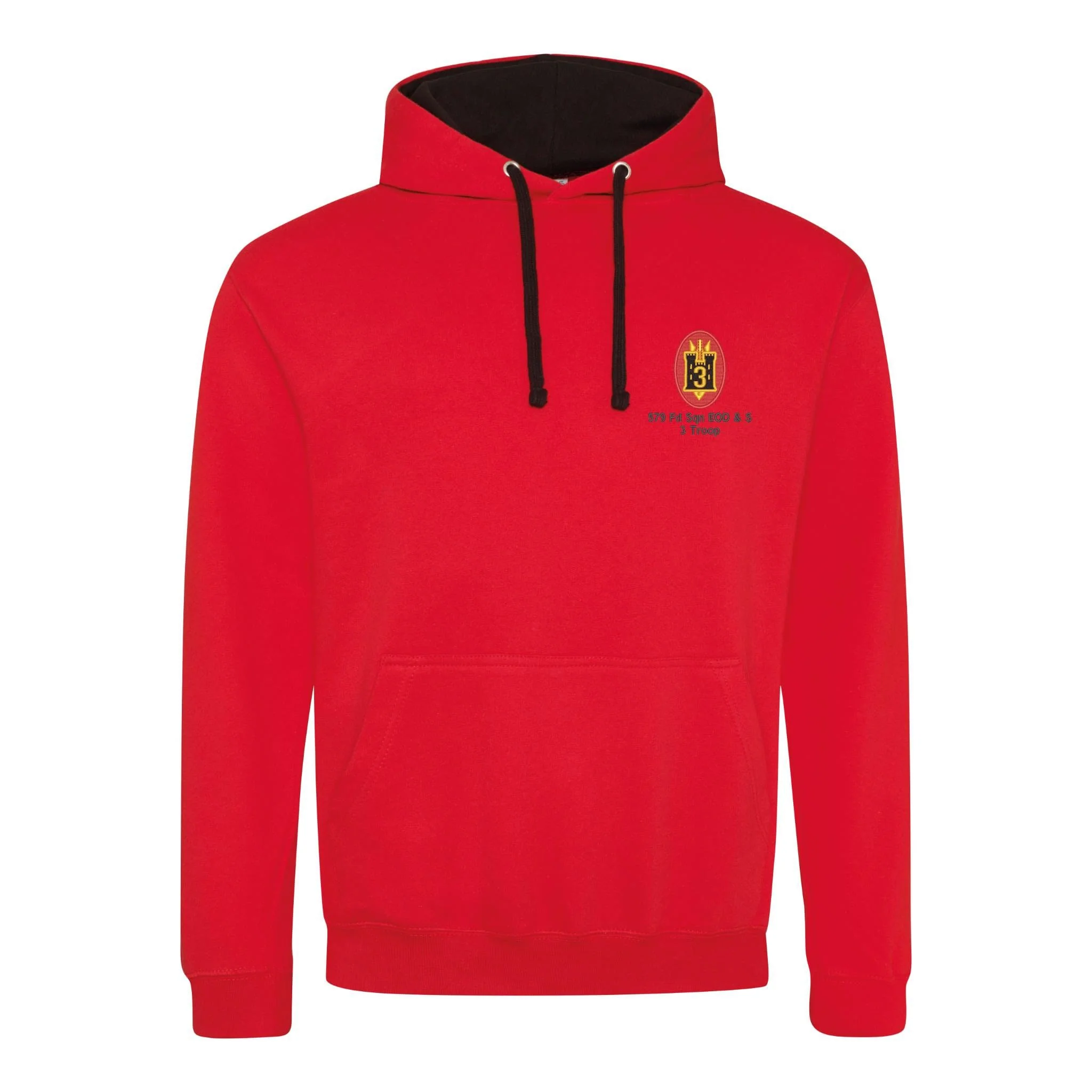 579 Fd Sqn EOD & S 3 Troop Varsity Contrast Hoodie - Image 8