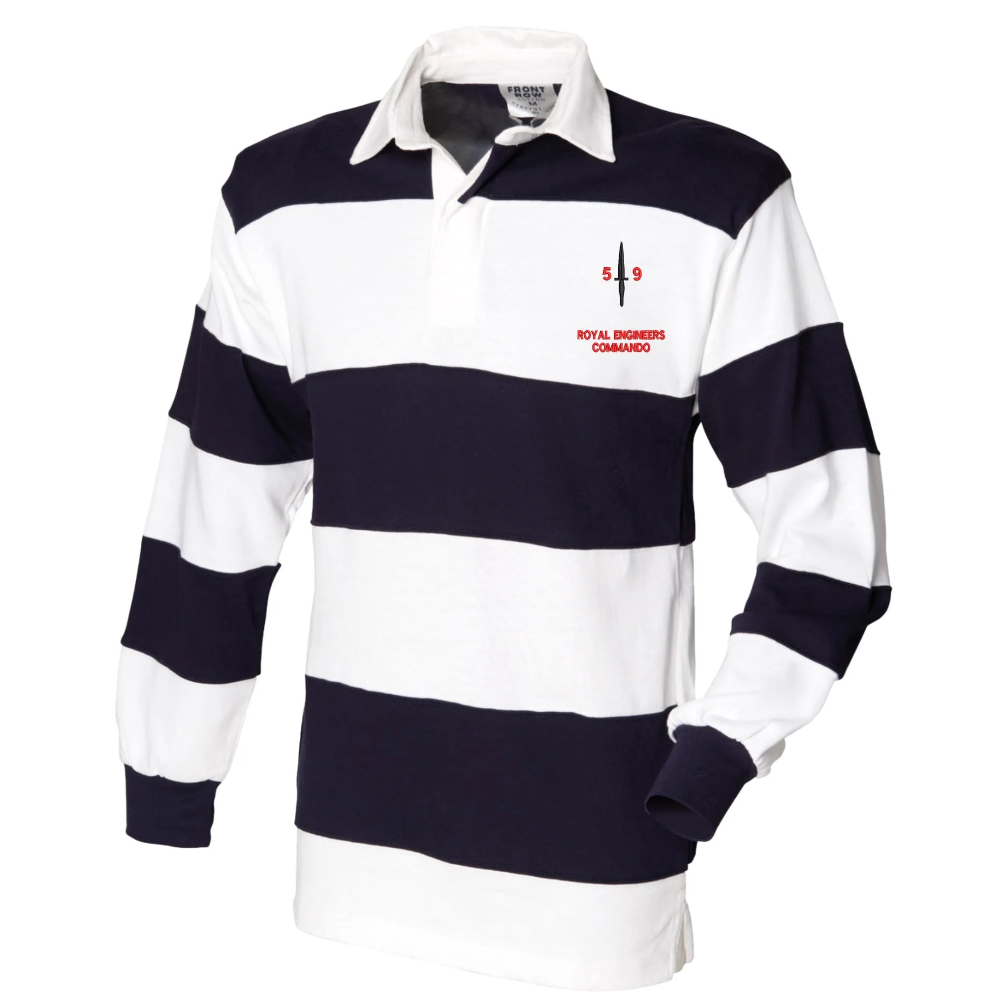 Royal Engineers 59 Commando Front Row Sewn Stripe Long Sleeve Rugby Shirt - Image 3