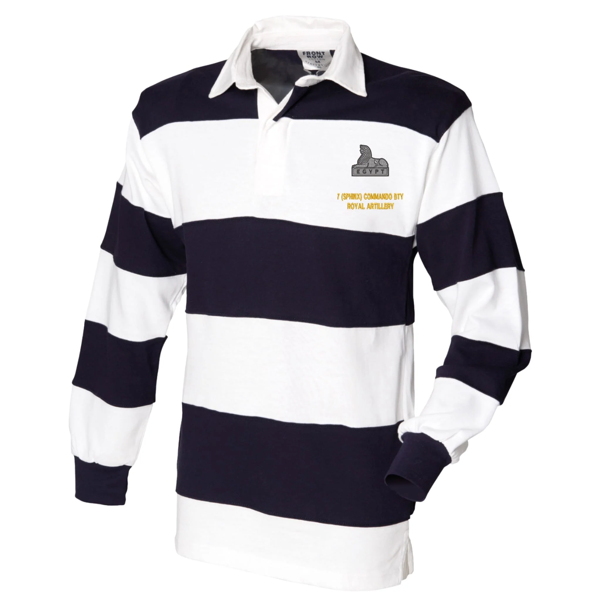 7 (Sphinx) Commando Battery Royal Artillery Front Row Sewn Stripe Long Sleeve Rugby Shirt - Image 3