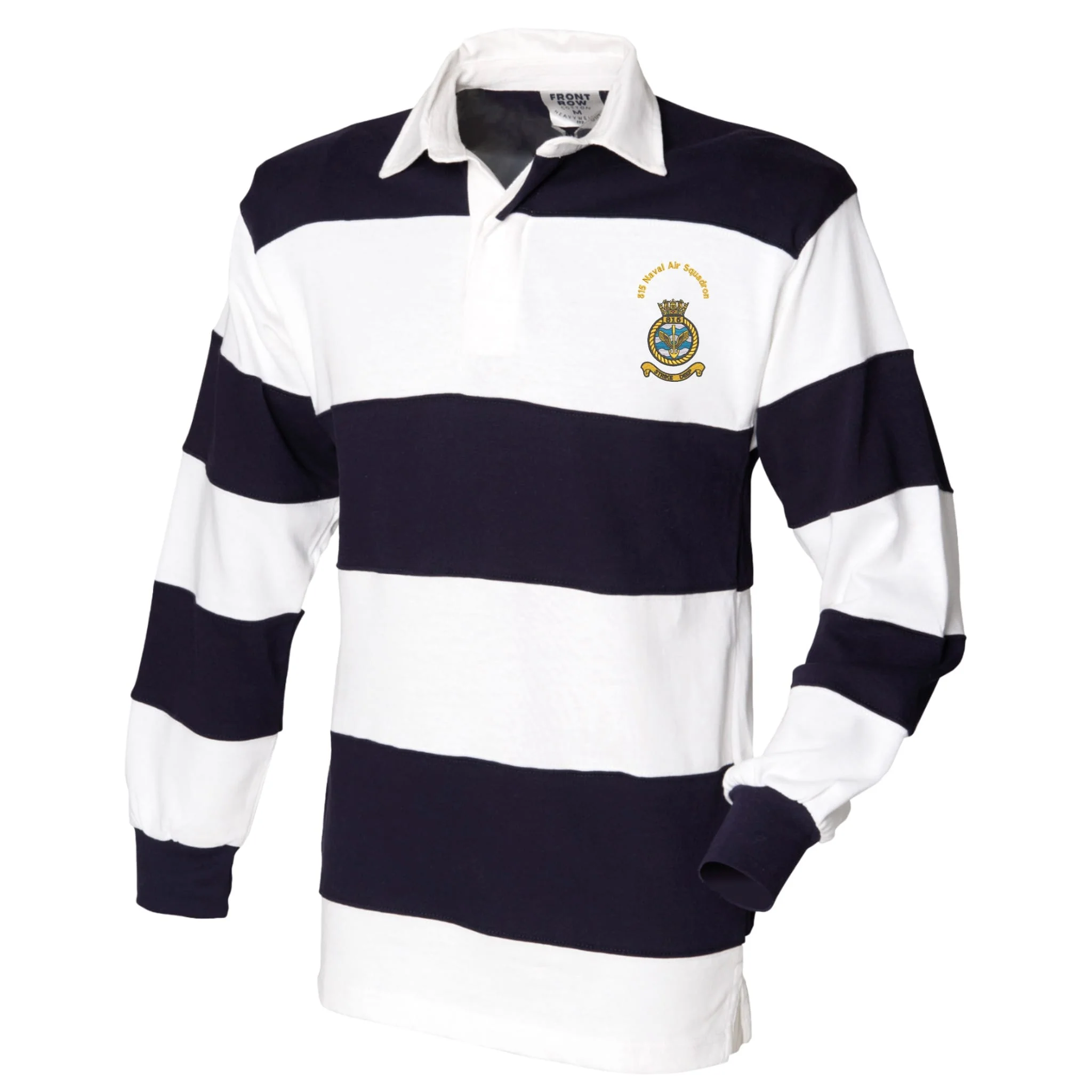815 Naval Air Squadron Front Row Sewn Stripe Long Sleeve Rugby Shirt - Image 3
