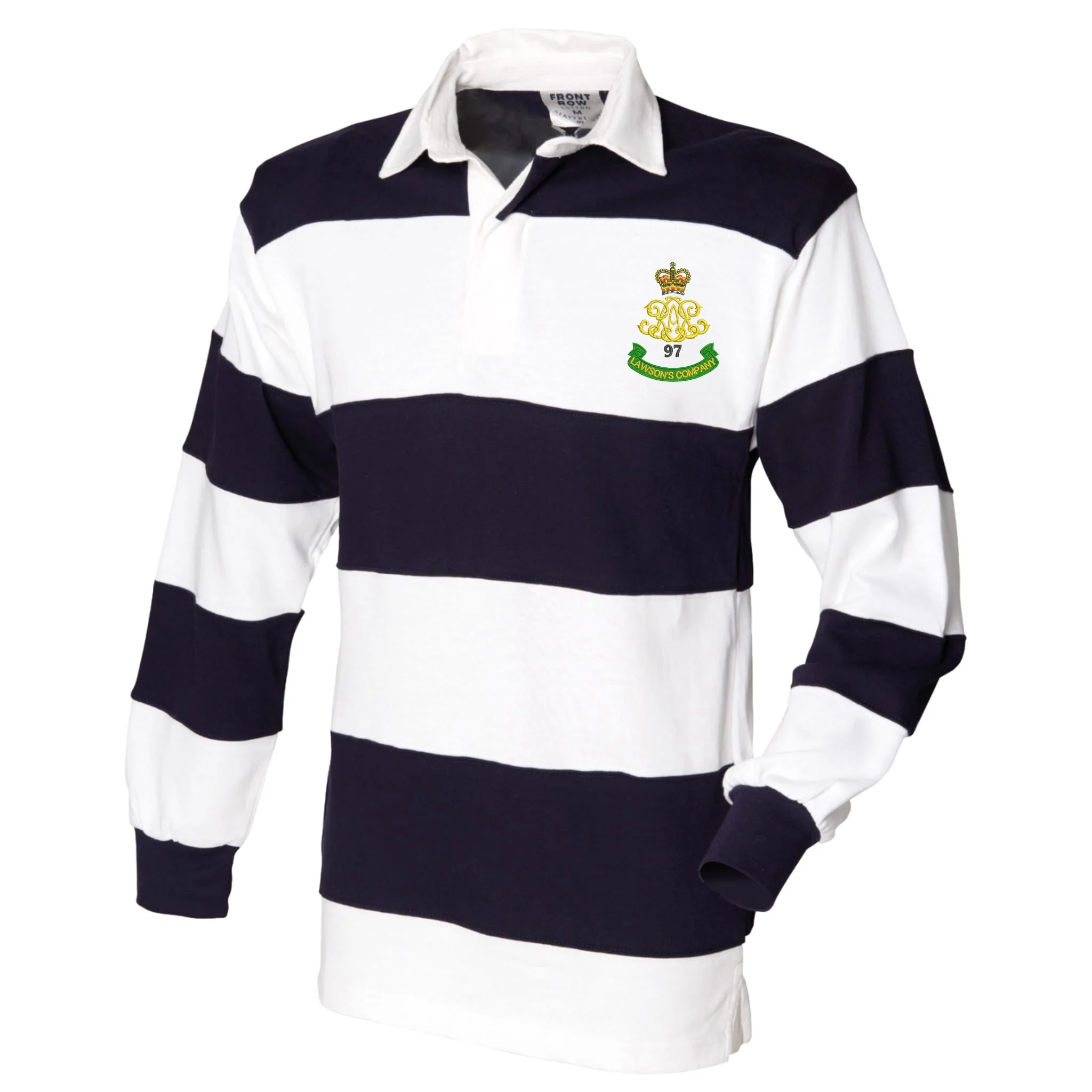 97 Battery (Lawson's Company) Royal Artillery Front Row Sewn Stripe Long Sleeve Rugby Shirt - Image 2