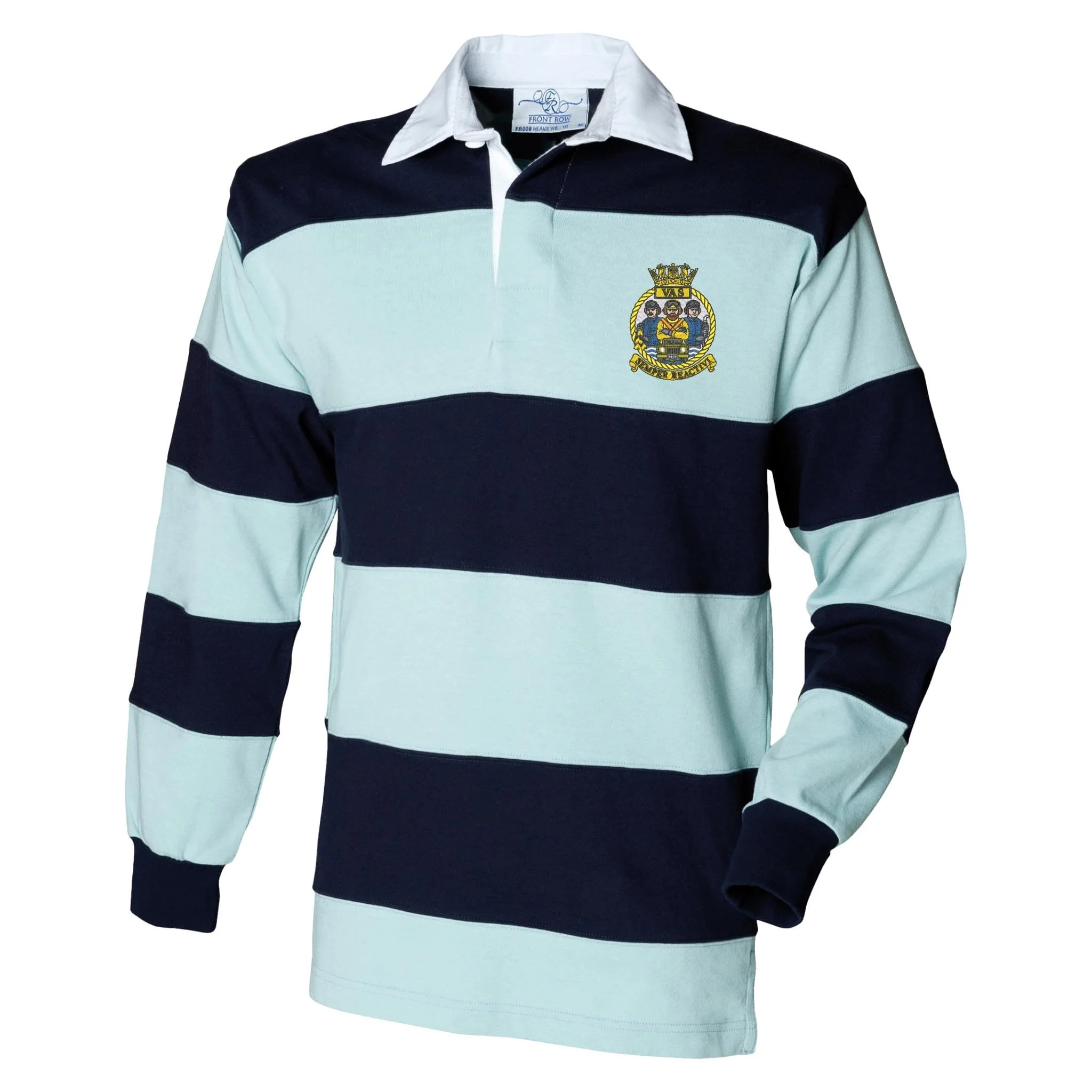 Aircraft Handler Semper Reactivi Crest Front Row Sewn Stripe Long Sleeve Rugby Shirt - Image 2