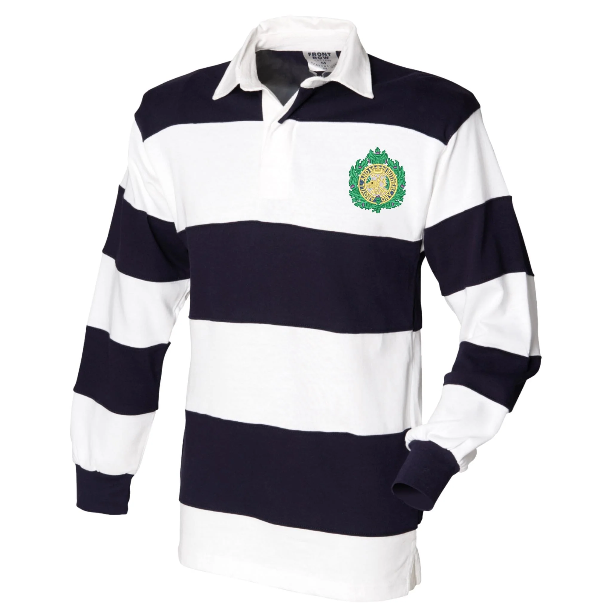 Argyll and Sutherland Highlanders Front Row Sewn Stripe Long Sleeve Rugby Shirt - Image 2