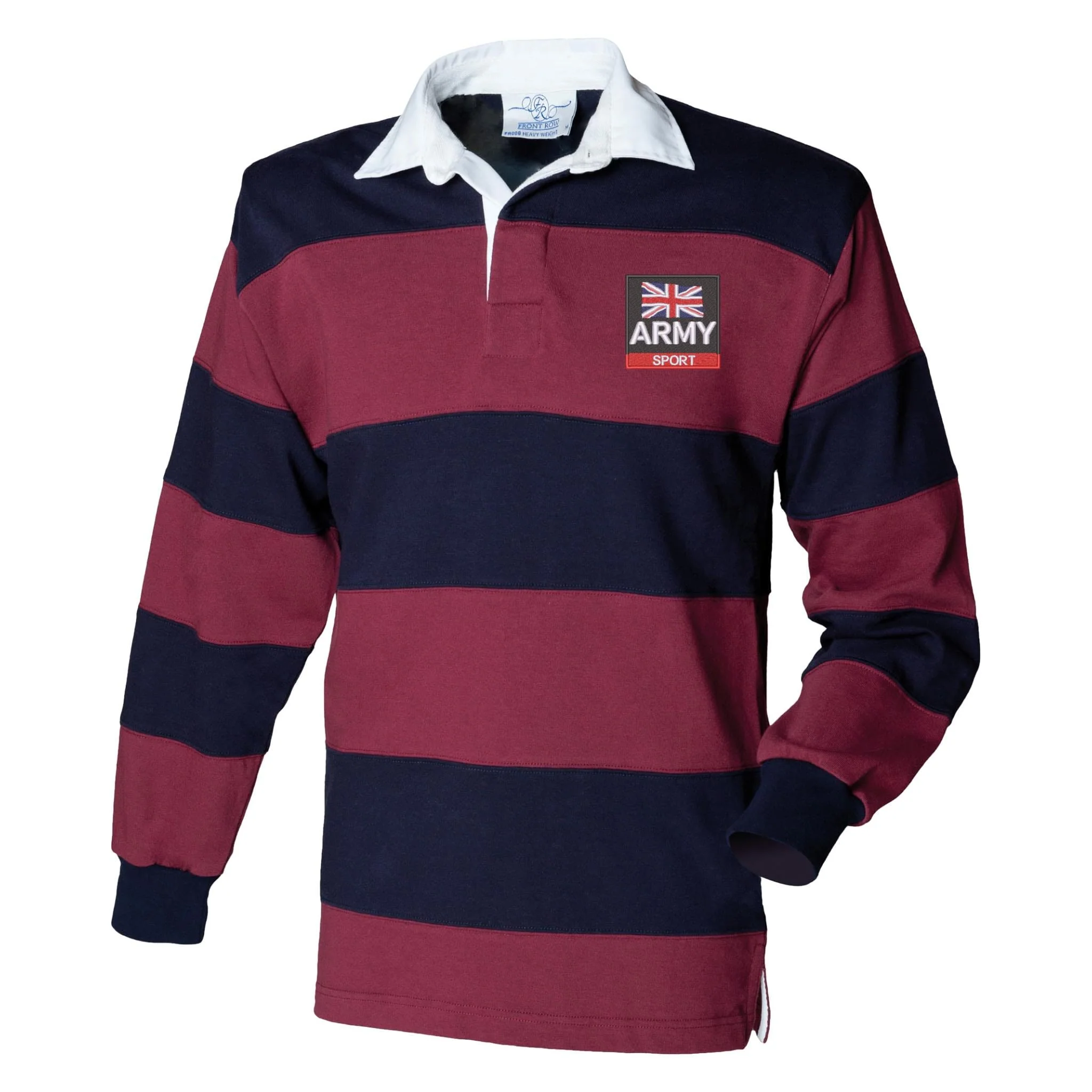 Army Sport Front Row Sewn Stripe Long Sleeve Rugby Shirt