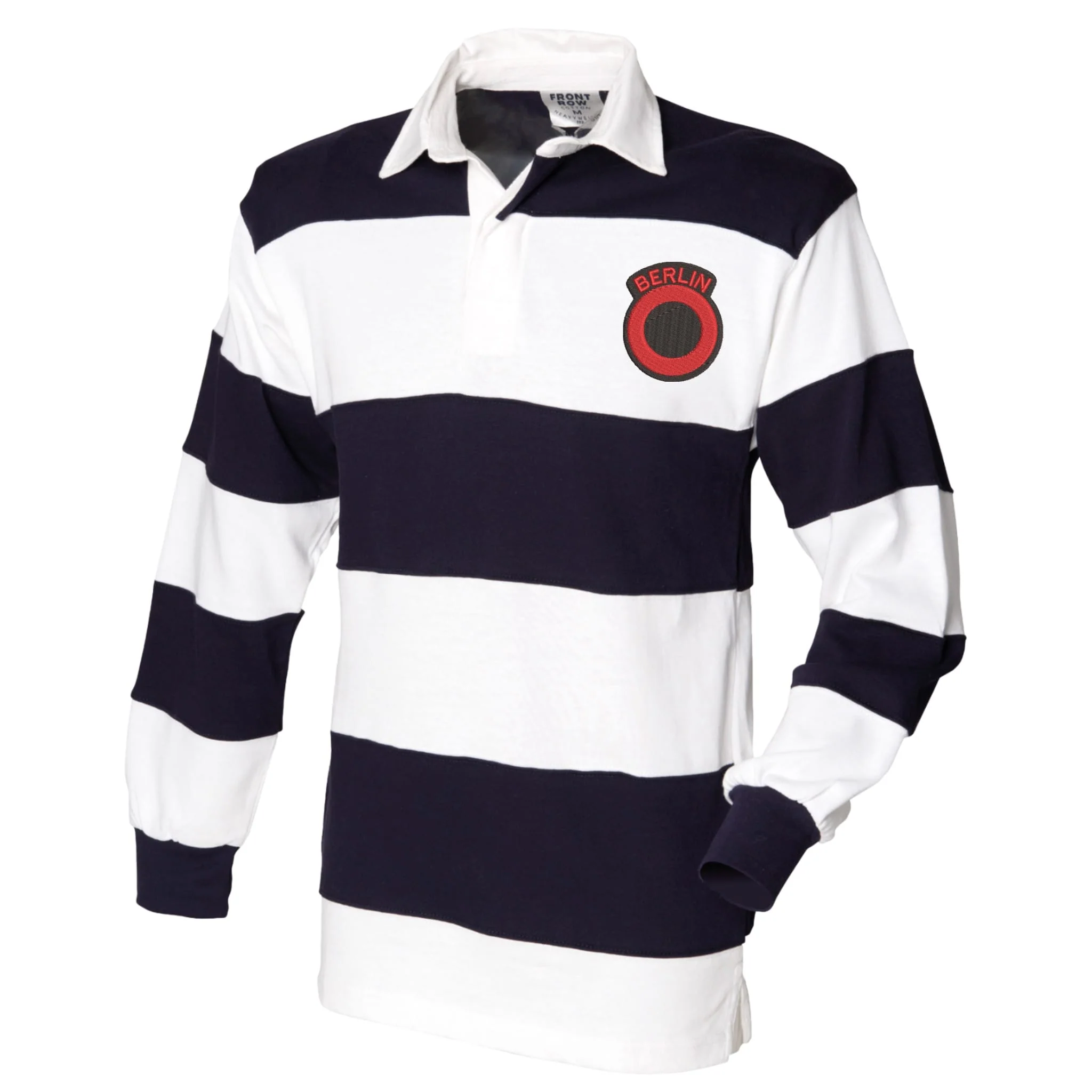 Berlin Infantry Brigade Front Row Sewn Stripe Long Sleeve Rugby Shirt - Image 3
