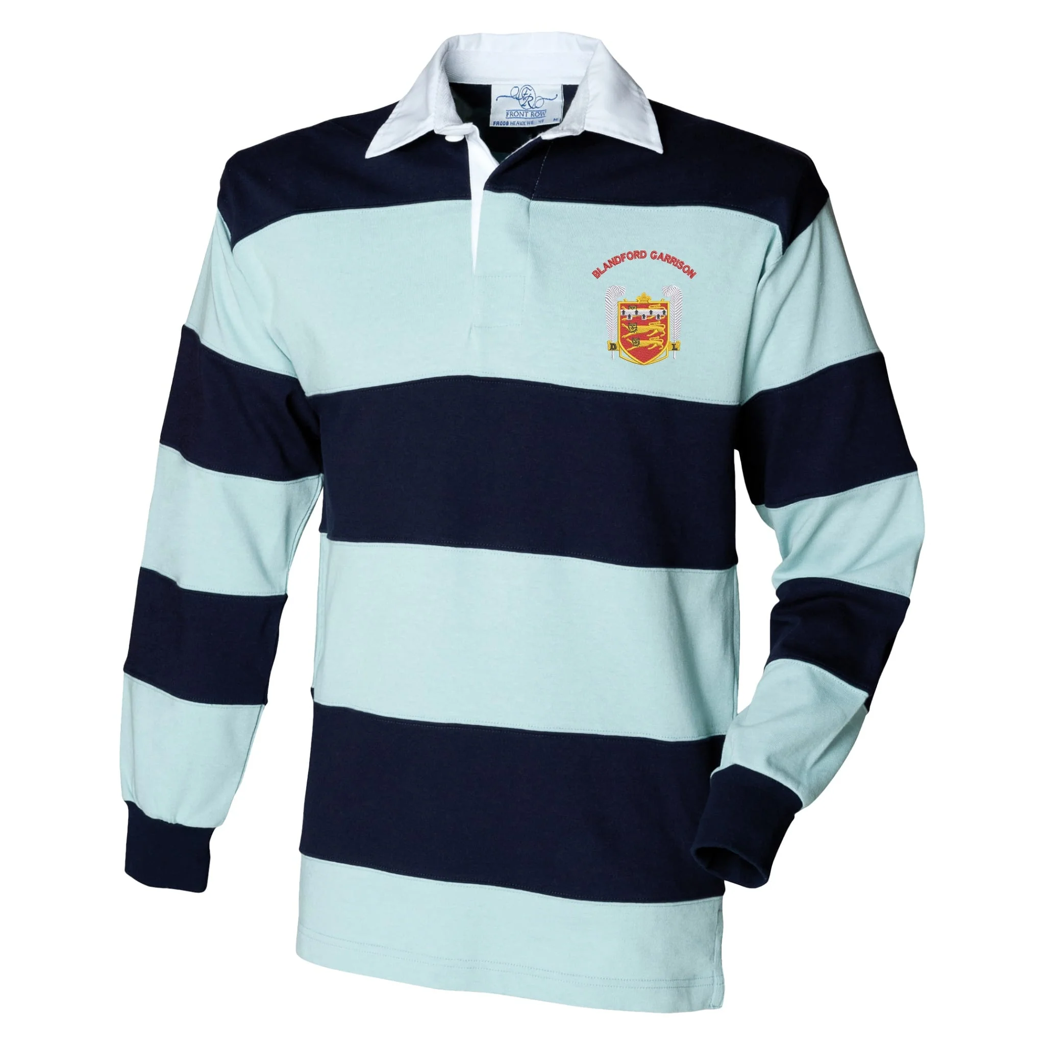 Blandford Garrison Front Row Sewn Stripe Long Sleeve Rugby Shirt - Image 2