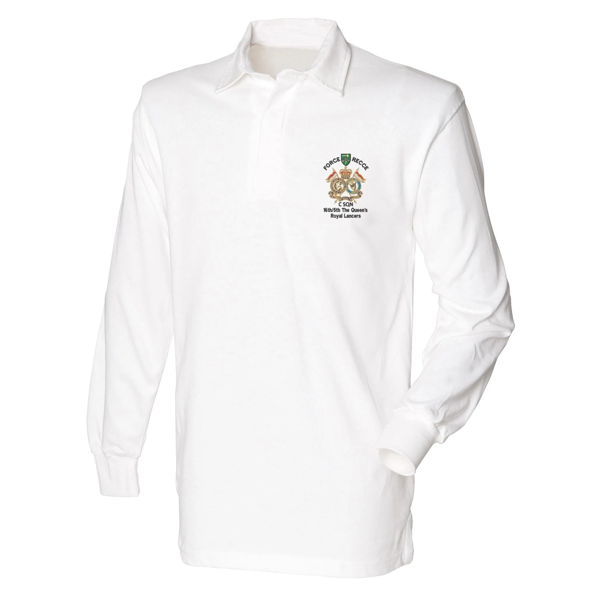 C Sqn 16th/5th The Queens Royal Lancers Front Row Long Sleeve Rugby Shirt - Image 4