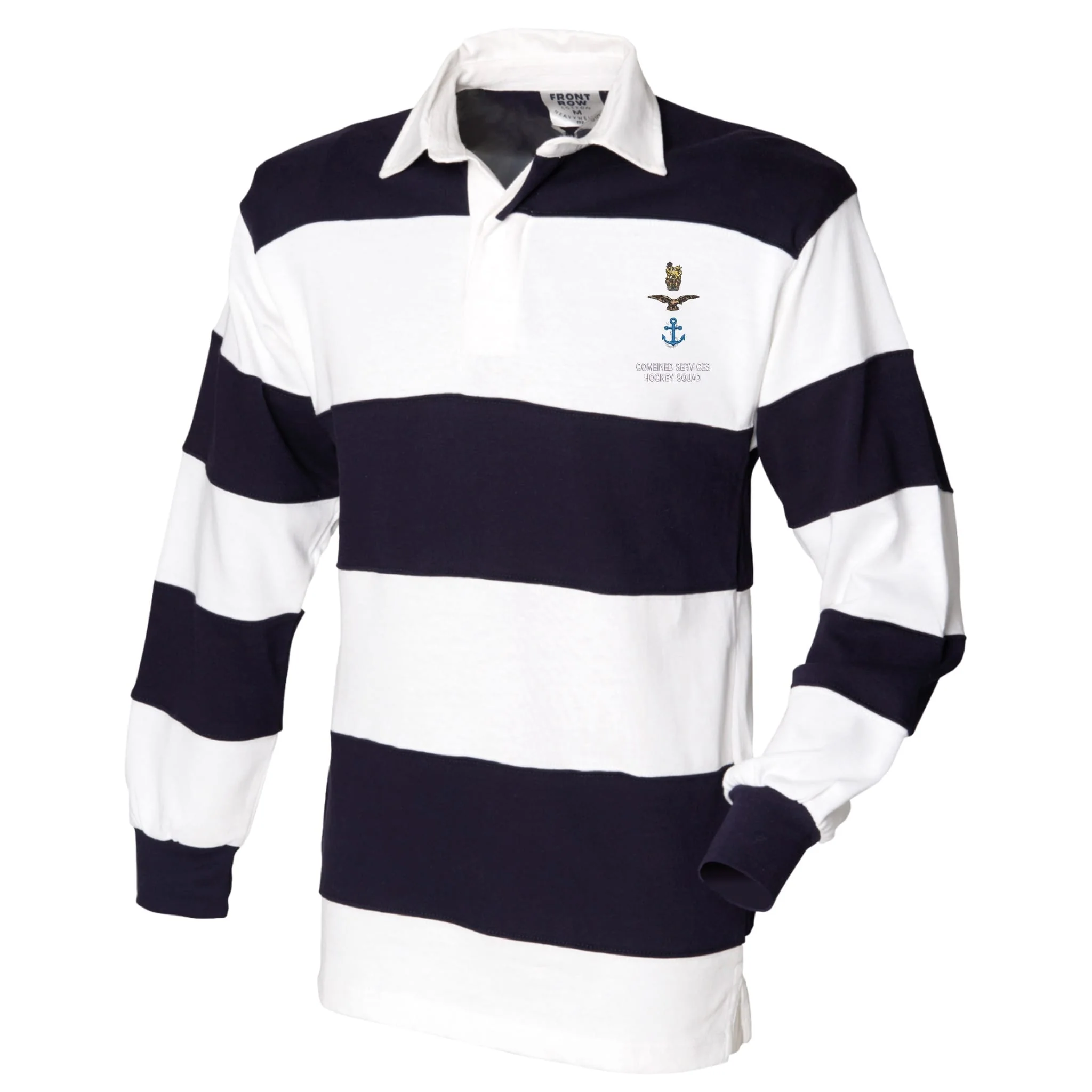 Combined Services Hockey Squad Front Row Sewn Stripe Long Sleeve Rugby Shirt - Image 3