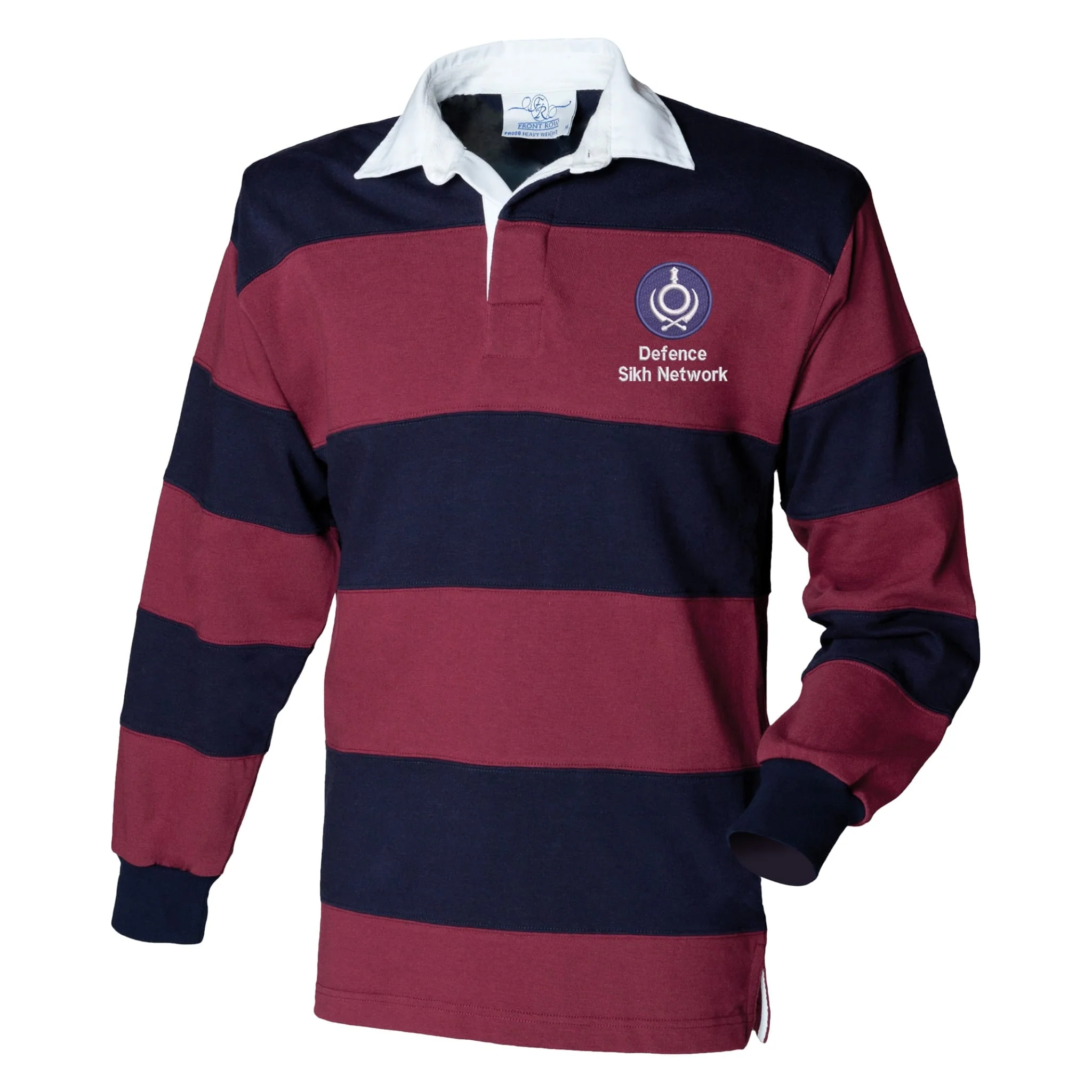 Defence Sikh Network Front Row Sewn Stripe Long Sleeve Rugby Shirt