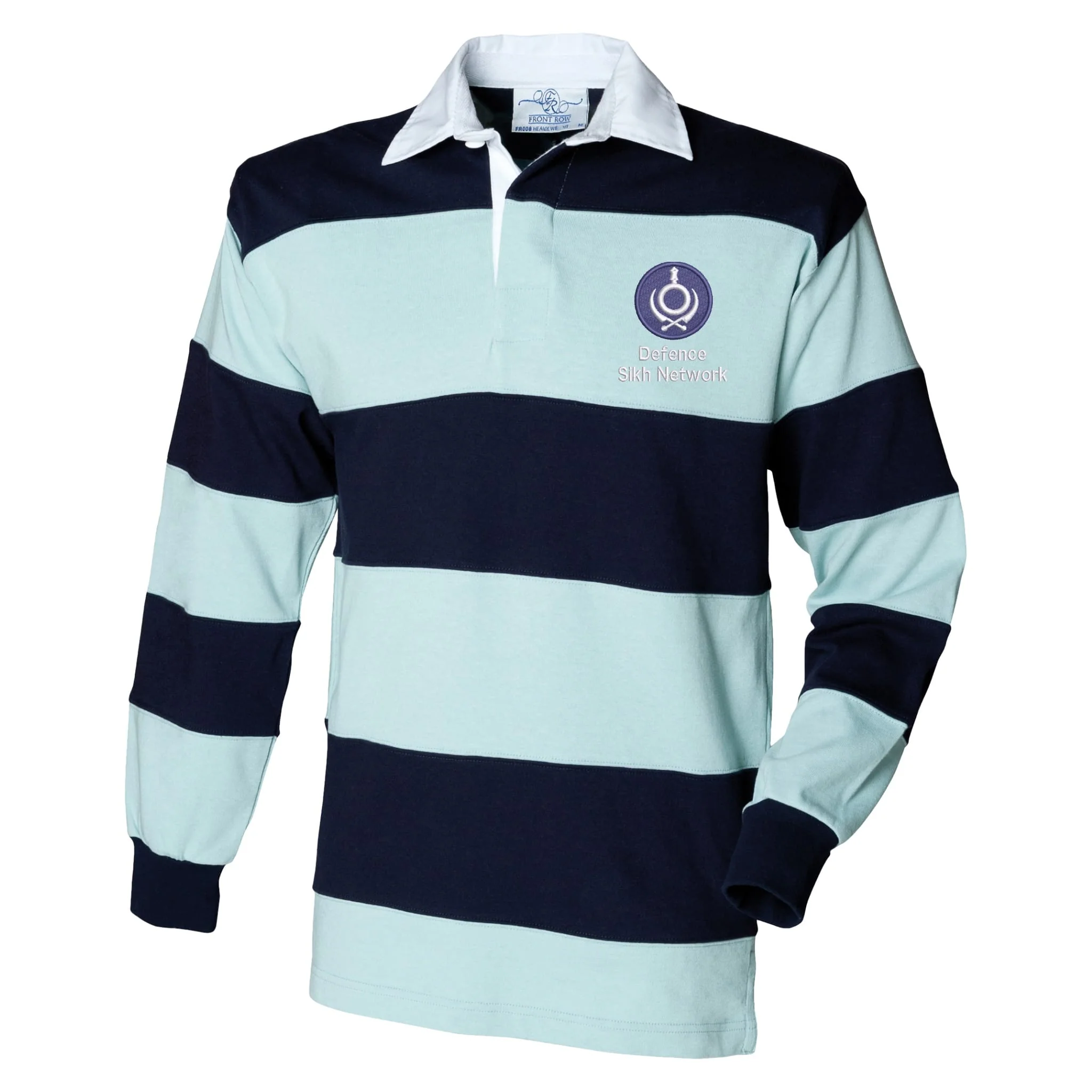 Defence Sikh Network Front Row Sewn Stripe Long Sleeve Rugby Shirt - Image 2