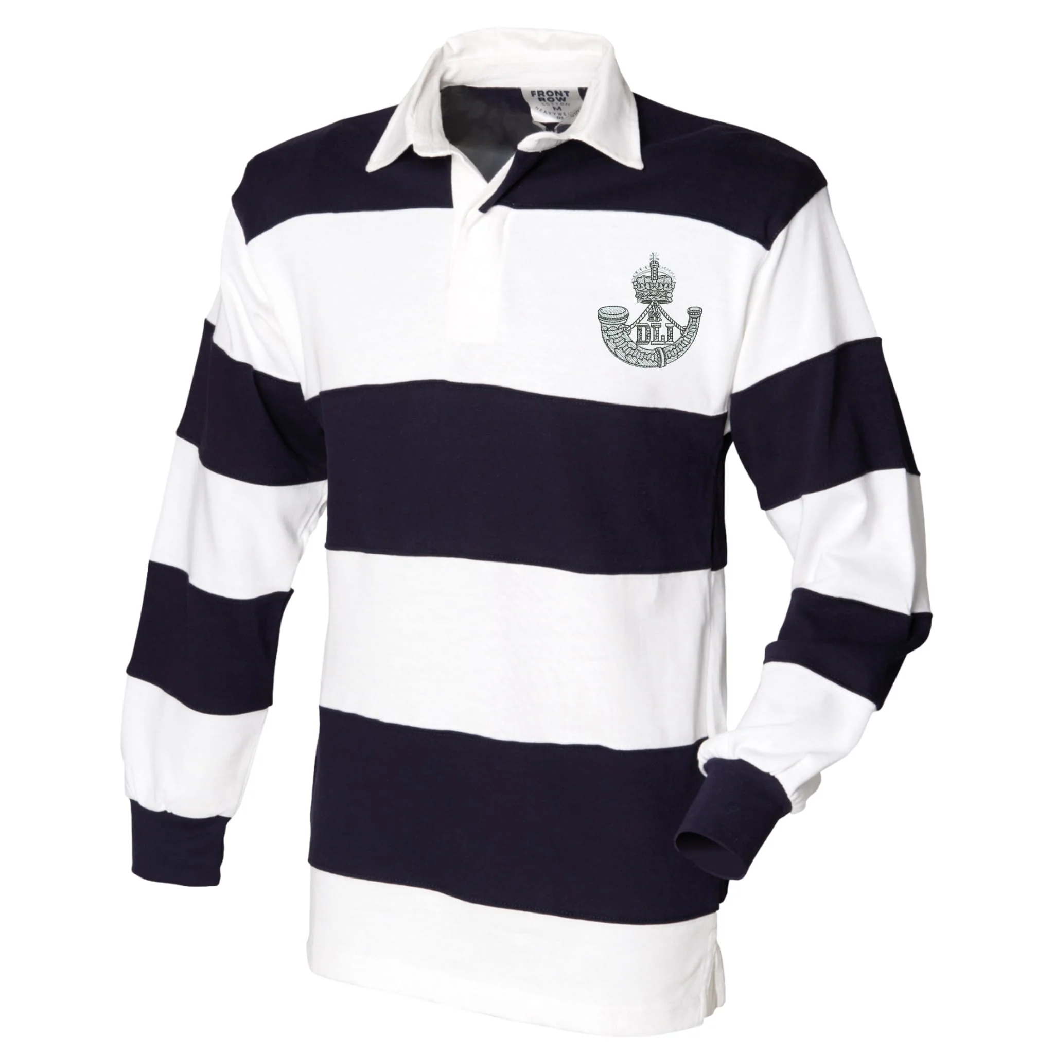 Durham Light Infantry Front Row Sewn Stripe Long Sleeve Rugby Shirt - Image 2