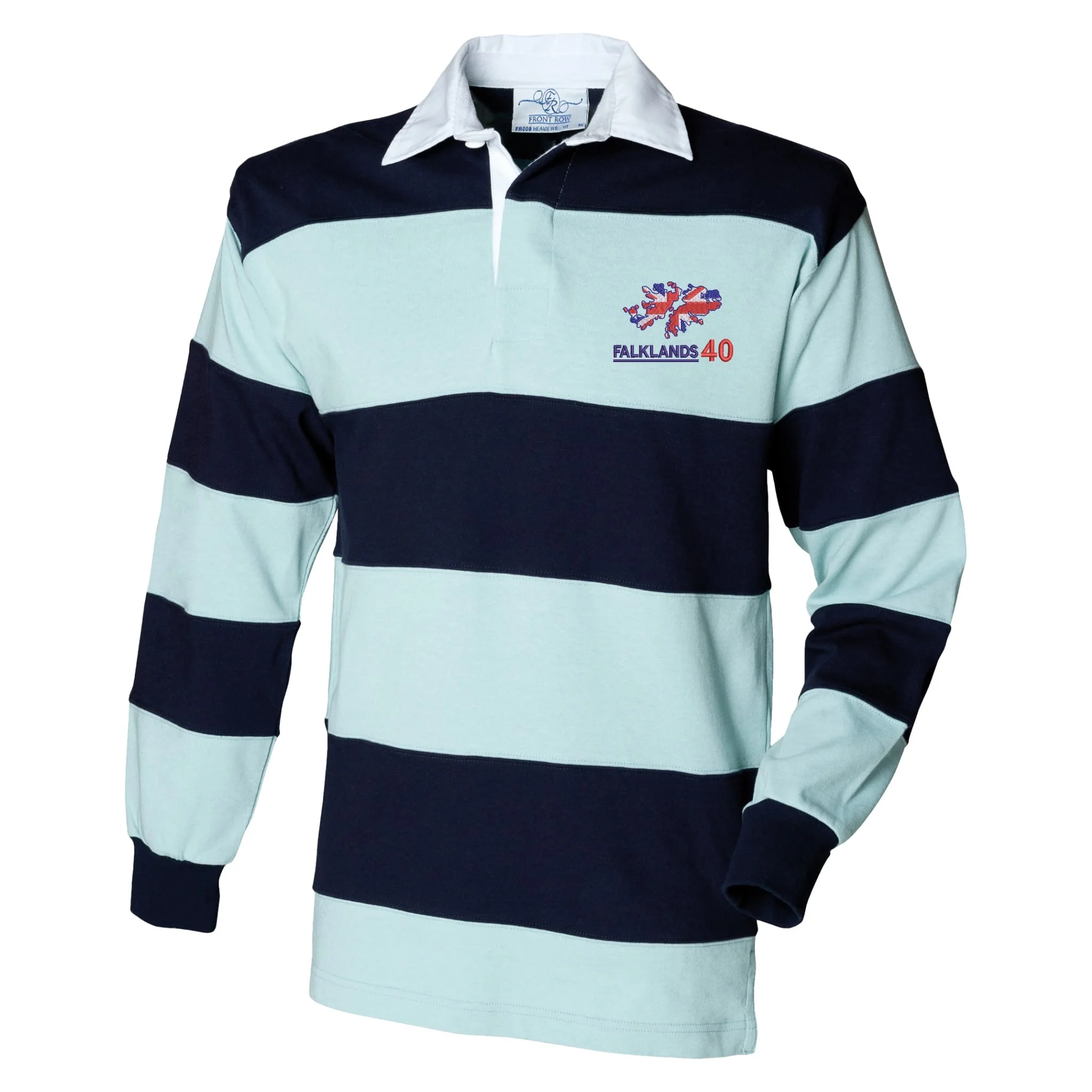 Falklands 40th Anniversary Front Row Sewn Stripe Long Sleeve Rugby Shirt - Image 2