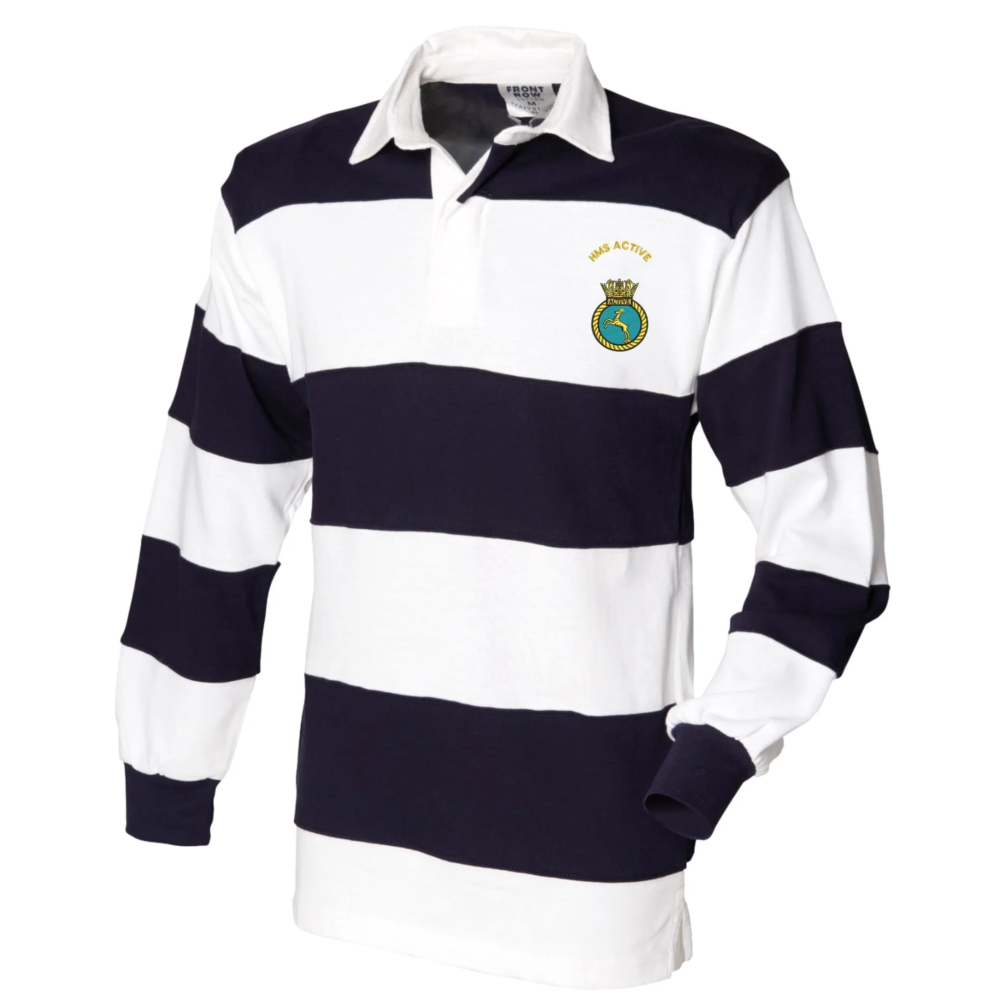 HMS Active Front Row Sewn Stripe Long Sleeve Rugby Shirt - Image 3