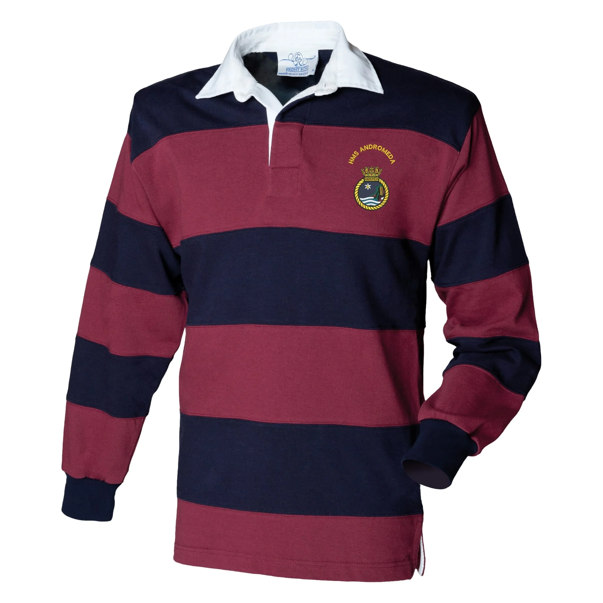 HMS Andromeda Front Row Sewn Stripe Long Sleeve Rugby Shirt