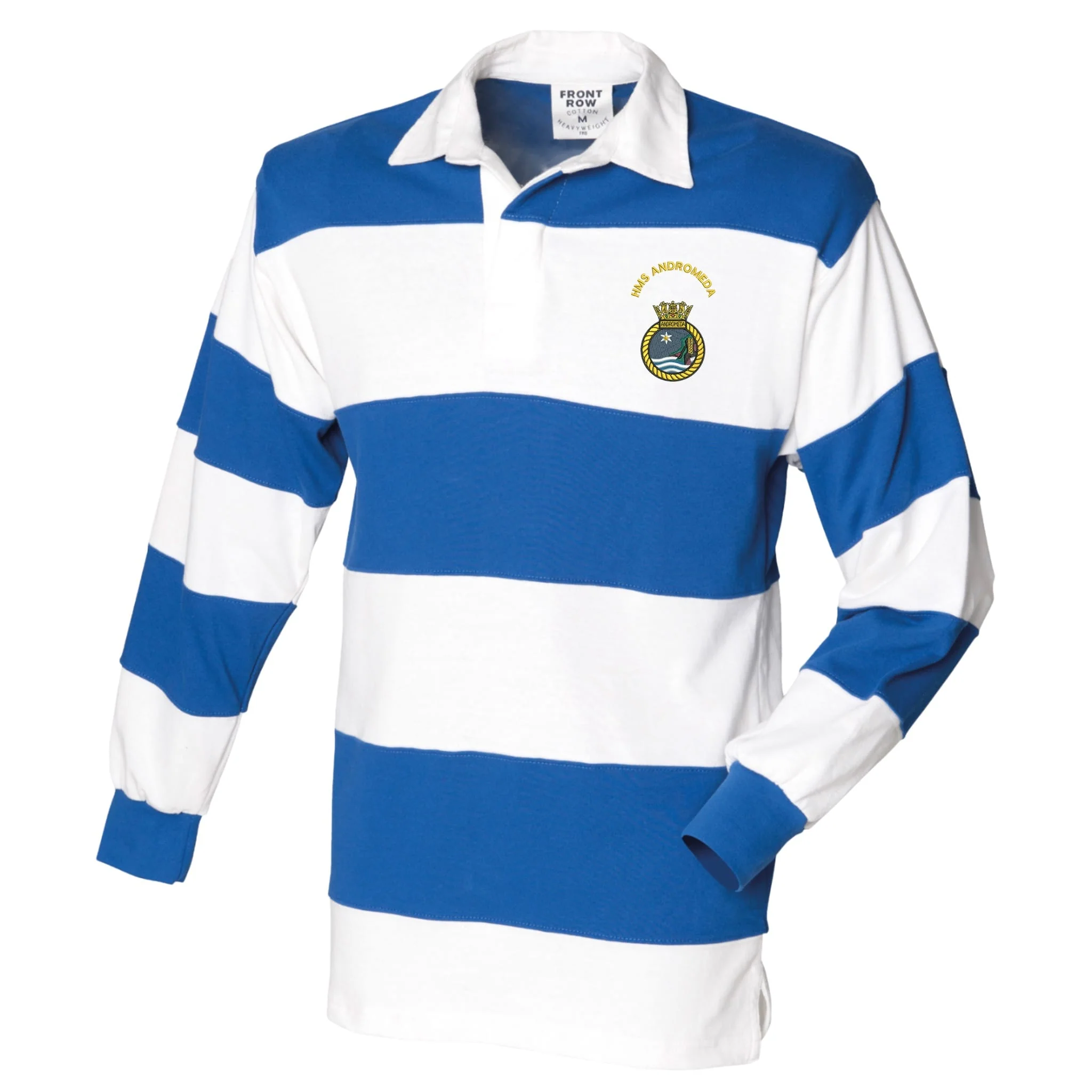 HMS Andromeda Front Row Sewn Stripe Long Sleeve Rugby Shirt - Image 4