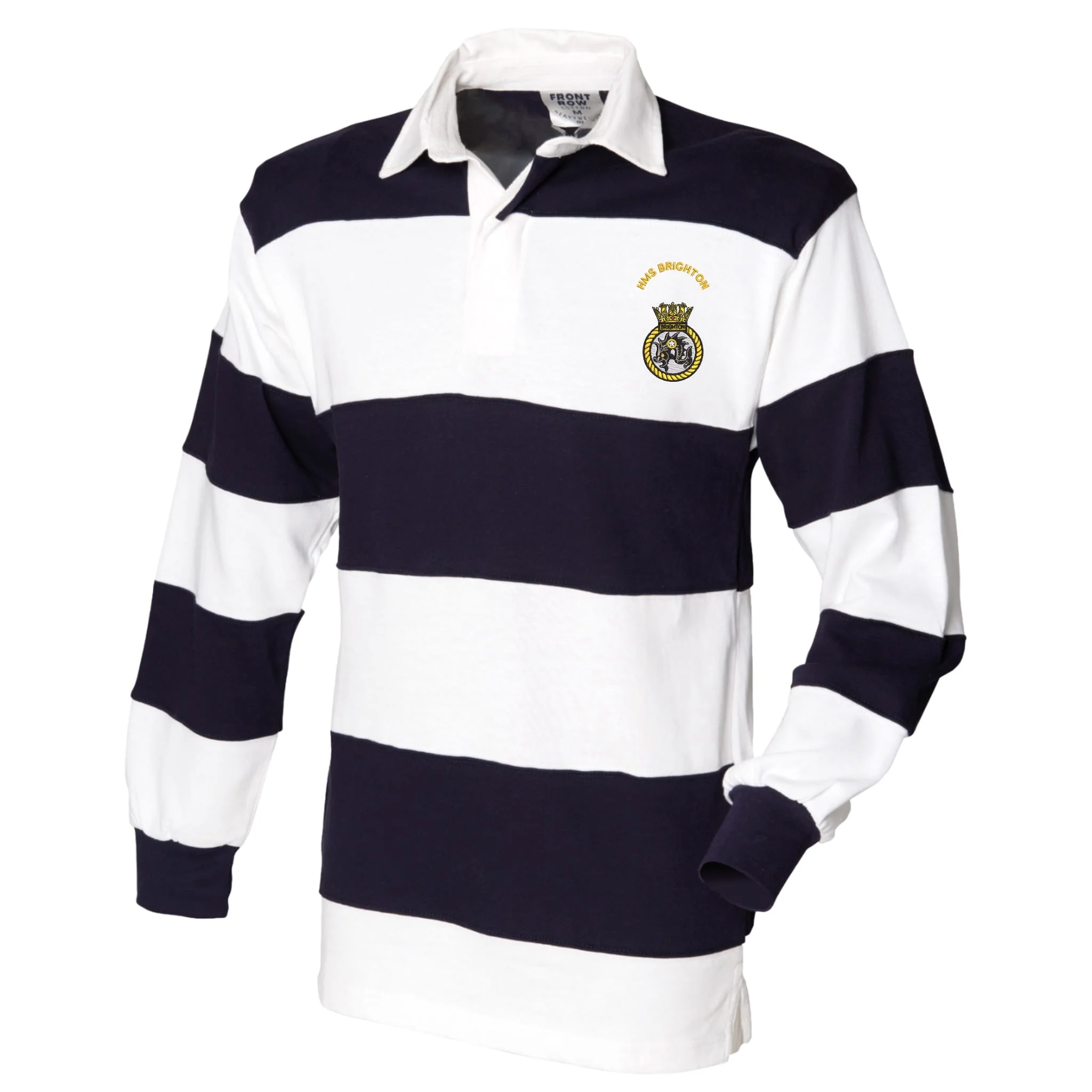 HMS Brighton Front Row Sewn Stripe Long Sleeve Rugby Shirt - Image 3