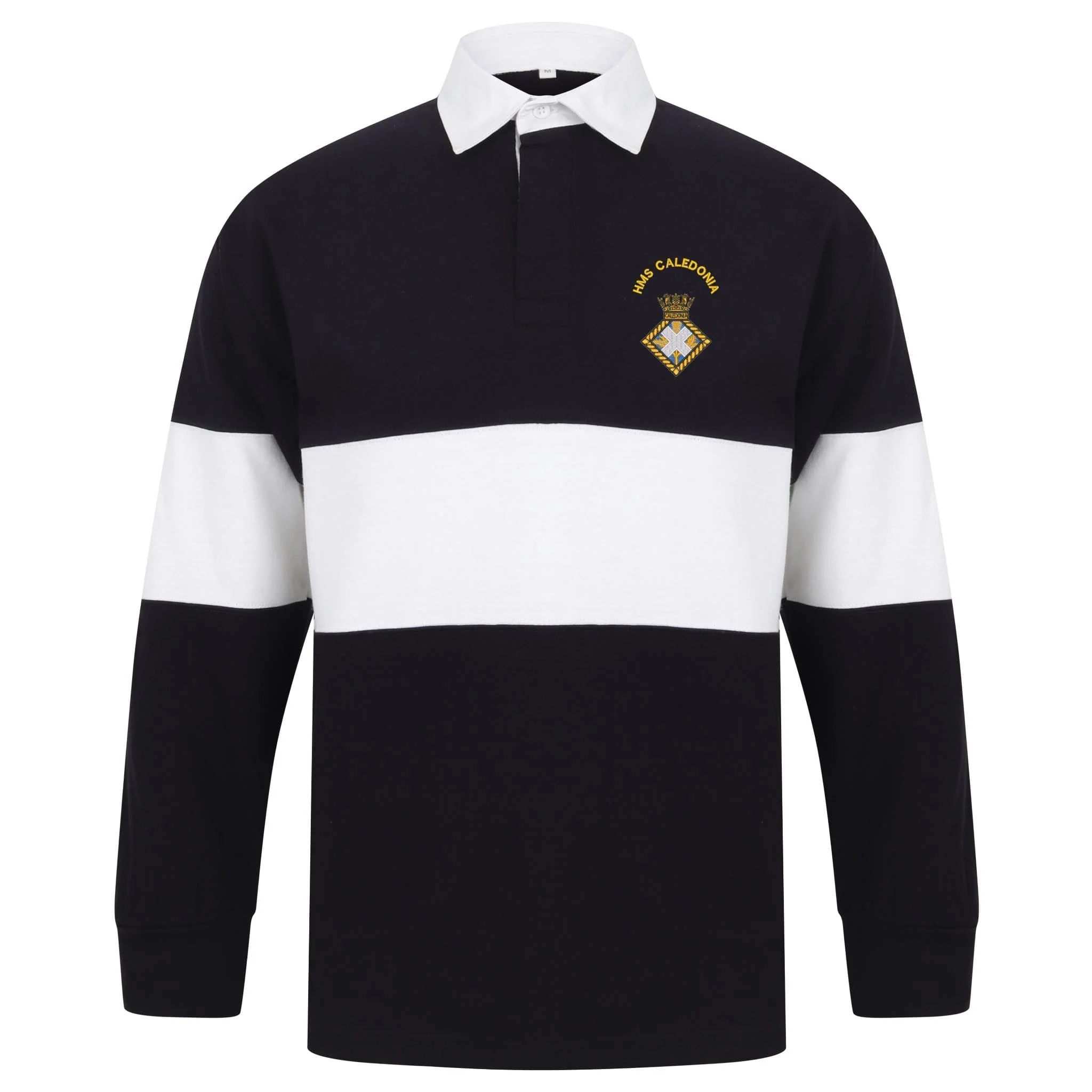 HMS Caledonia Front Row Long Sleeve Panelled Rugby Shirt - Image 3