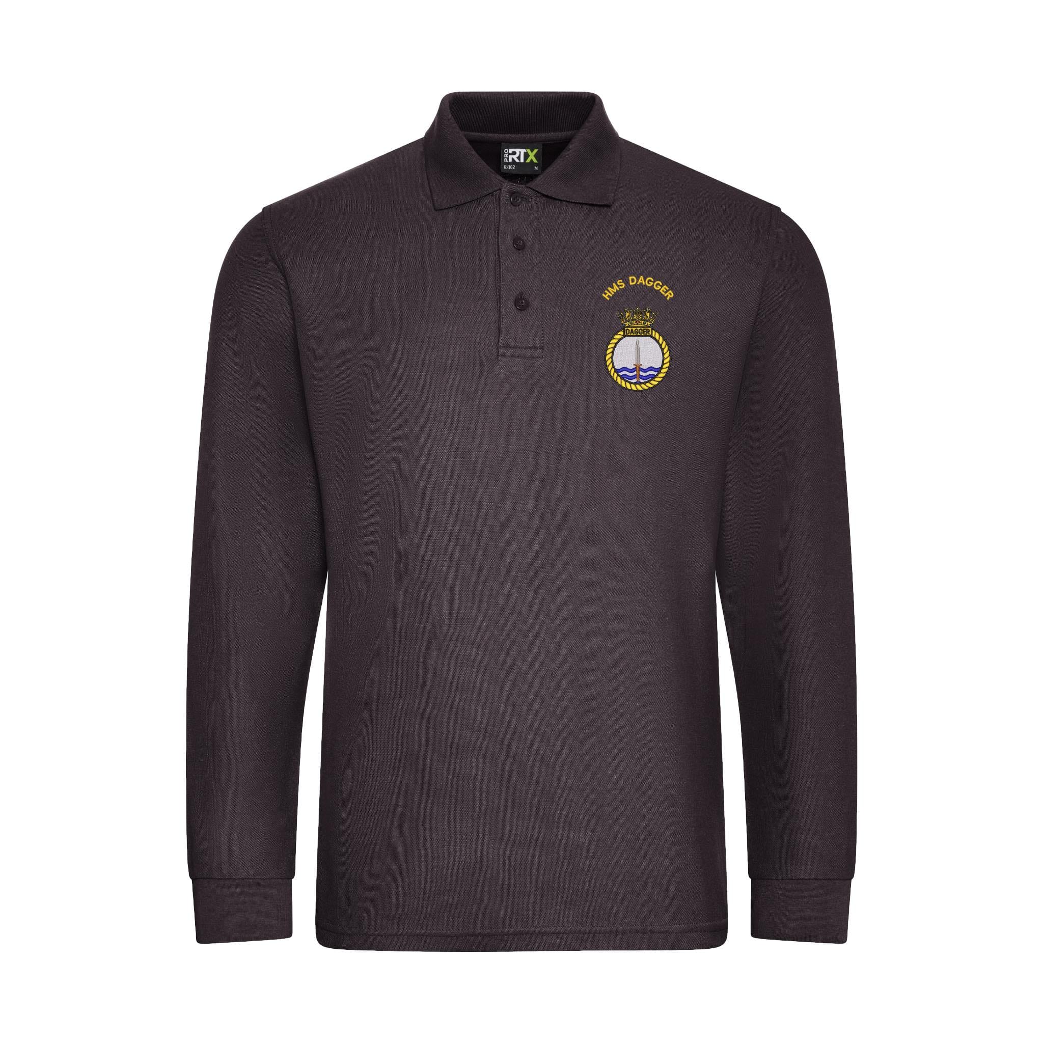HMS Dagger Long Sleeve Polo Shirt - Image 3