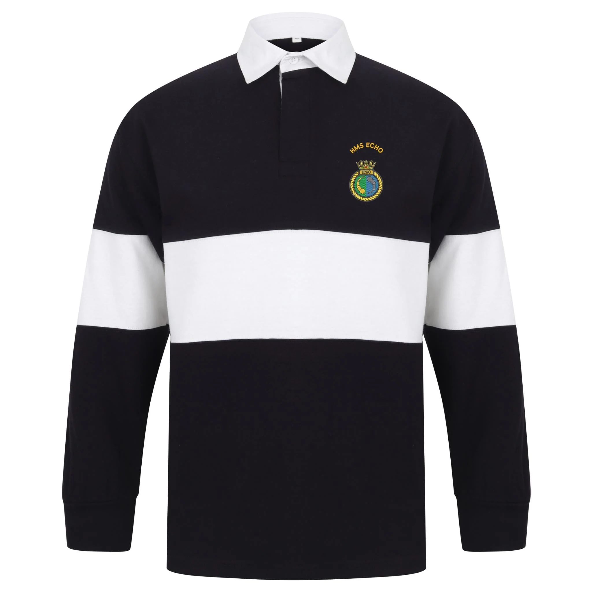 HMS Echo Front Row Long Sleeve Panelled Rugby Shirt - Image 3