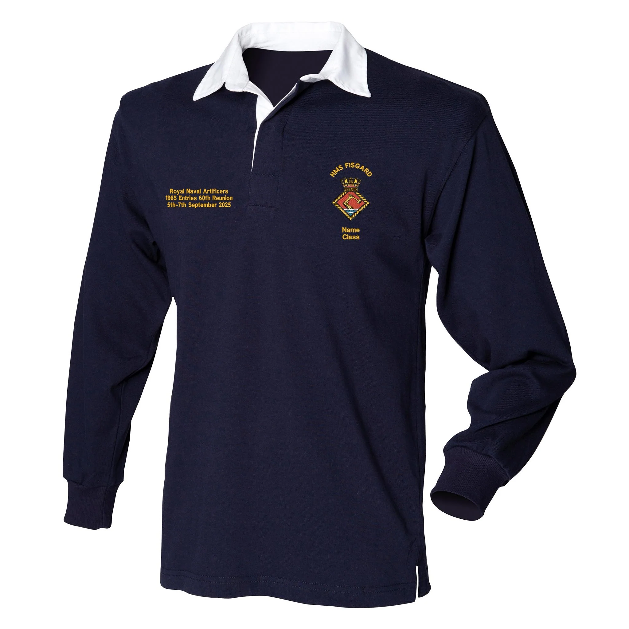 HMS Fisgard Front Row Long Sleeve Rugby Shirt - Royal Navy Artificers Reunion 2025 - Image 3