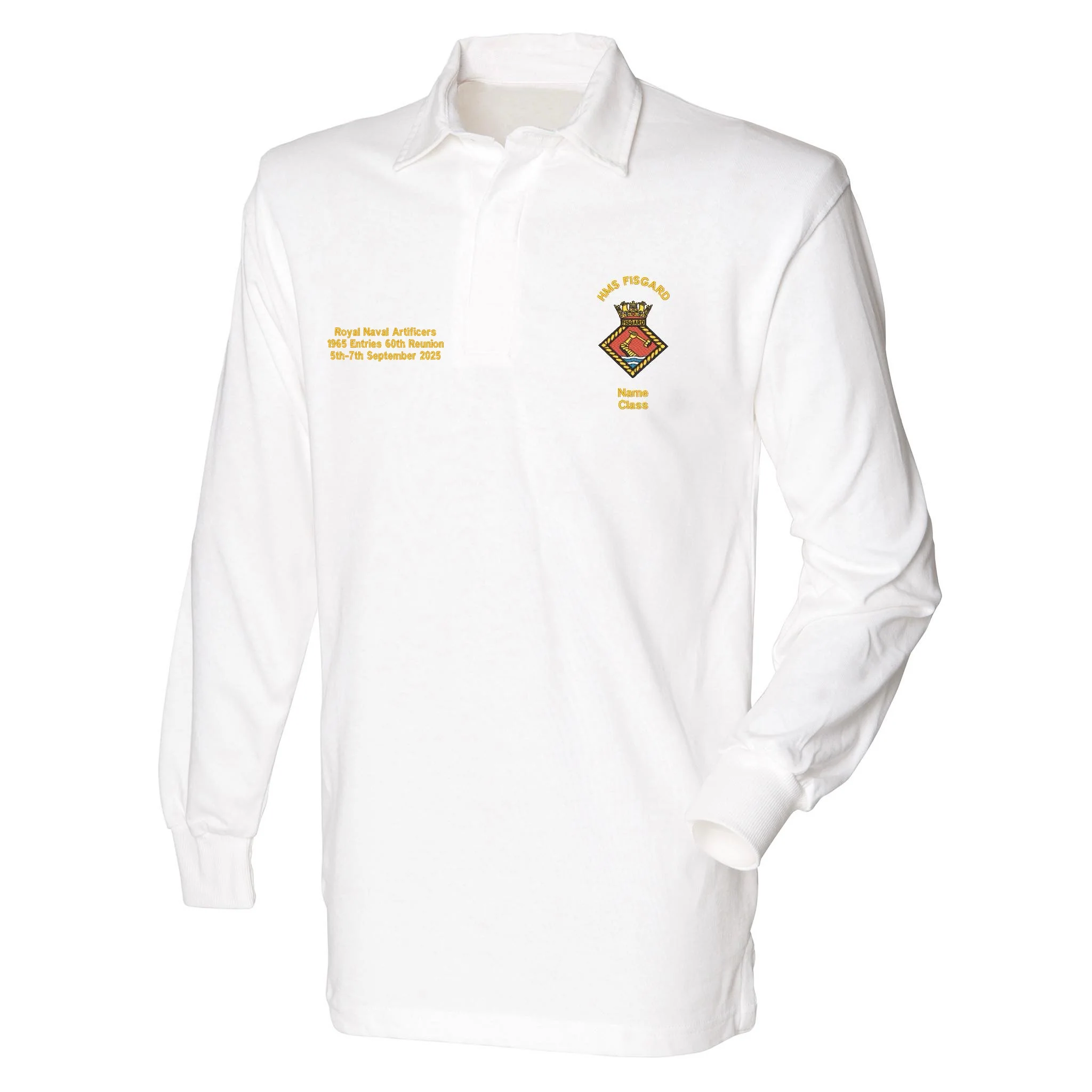 HMS Fisgard Front Row Long Sleeve Rugby Shirt - Royal Navy Artificers Reunion 2025 - Image 6