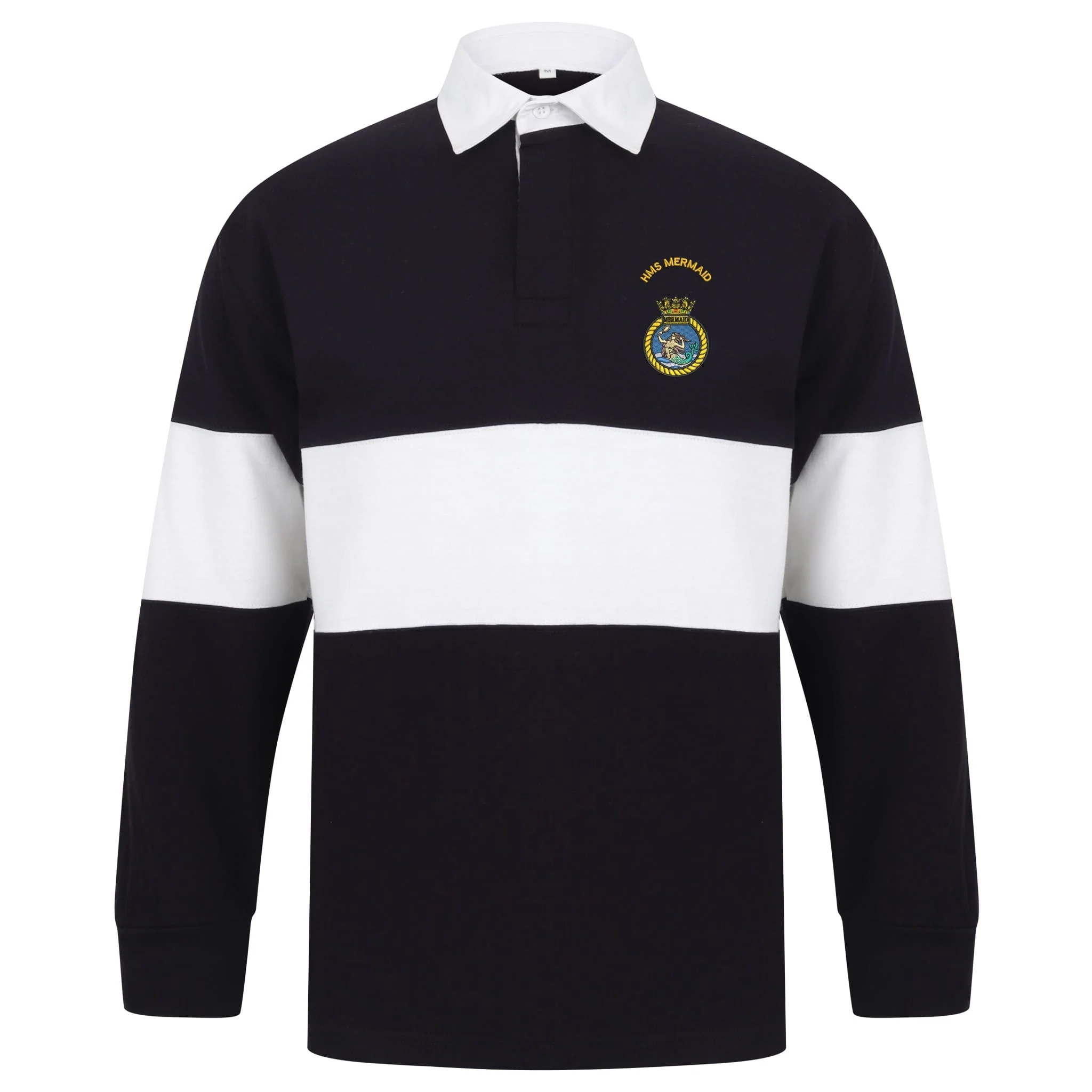HMS Mermaid Front Row Long Sleeve Panelled Rugby Shirt - Image 3