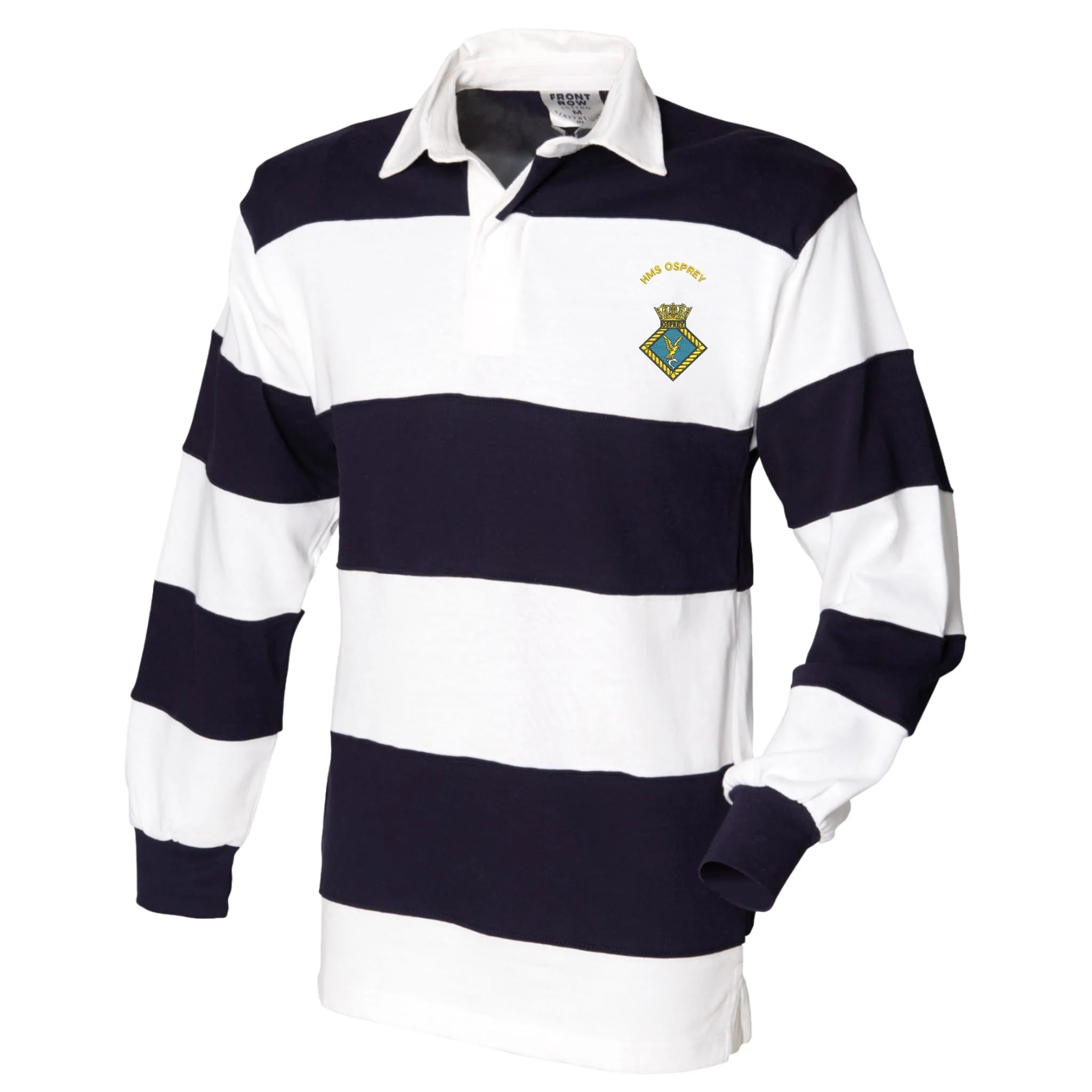 HMS Osprey Front Row Sewn Stripe Long Sleeve Rugby Shirt - Image 3