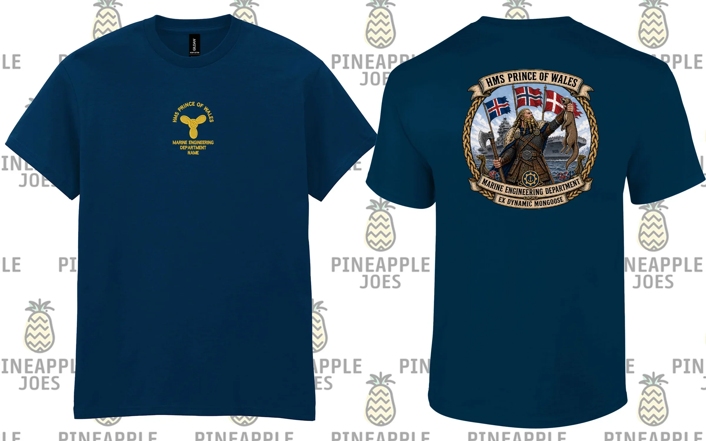 HMS Prince Of Wales EX Dynamic Mongoose Cotton T-Shirt - Includes Backprint