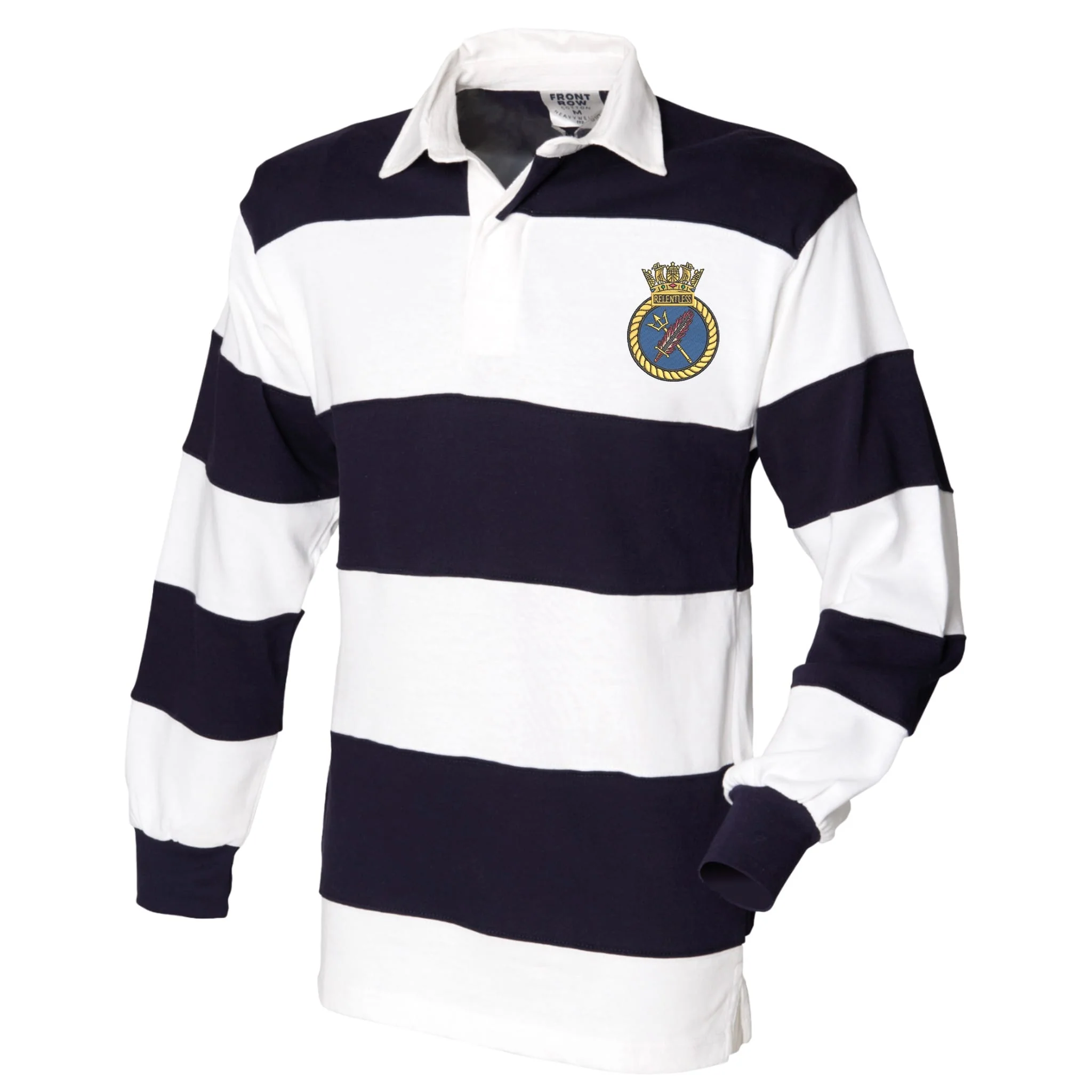 HMS Relentless Front Row Sewn Stripe Long Sleeve Rugby Shirt - Image 3