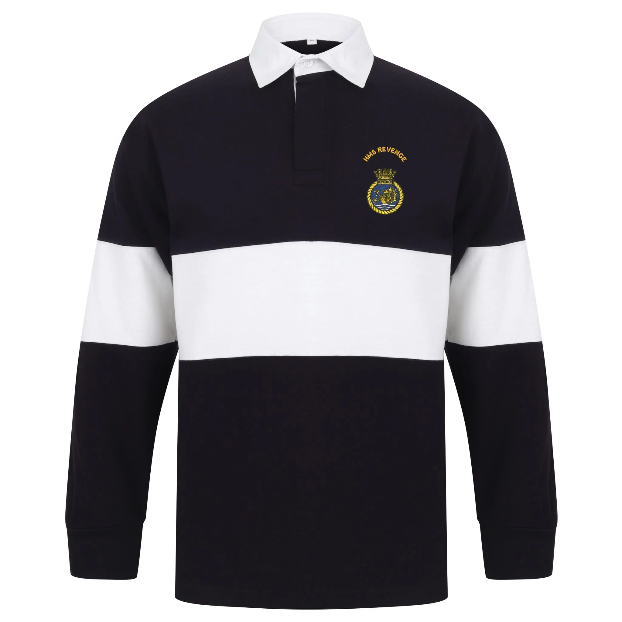 HMS Revenge Front Row Long Sleeve Panelled Rugby Shirt - Image 3