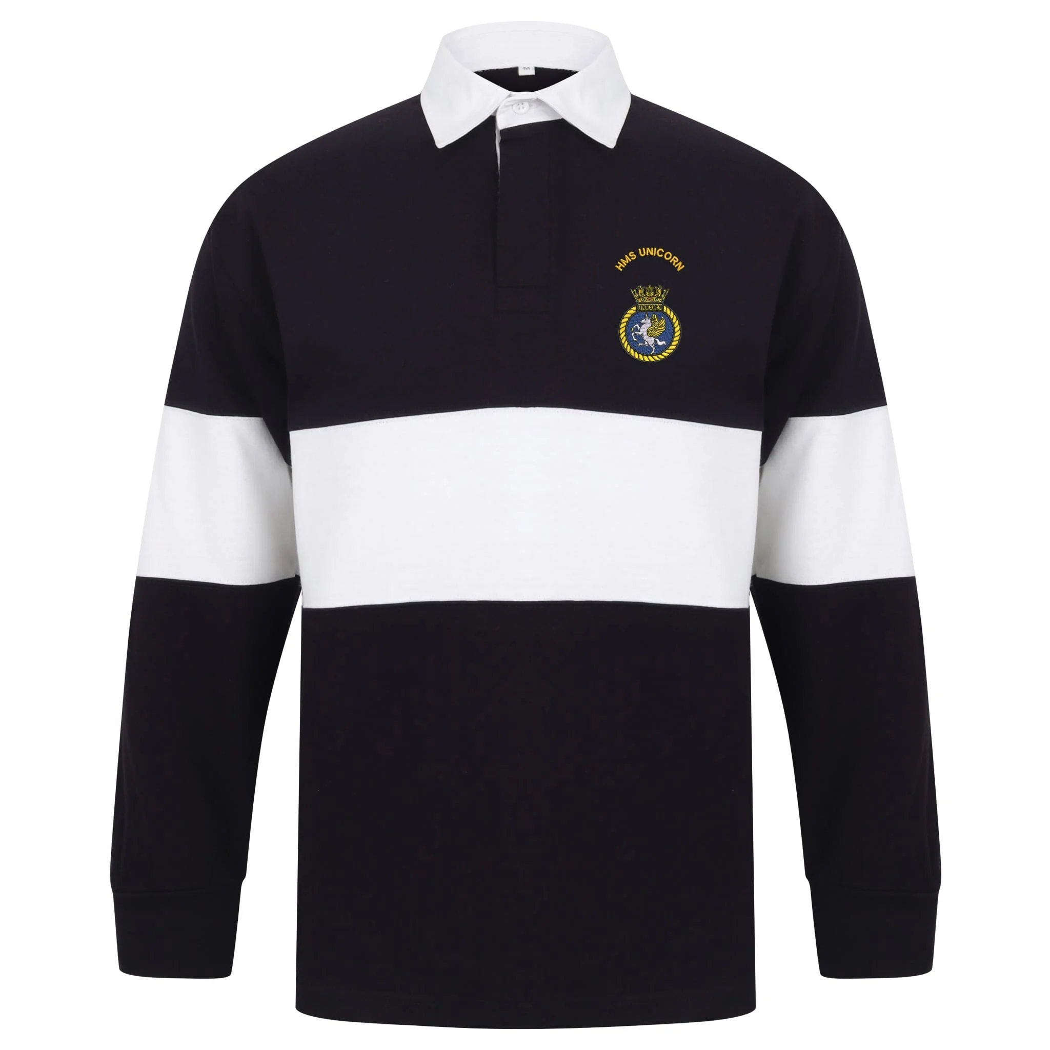 HMS Unicorn Front Row Long Sleeve Panelled Rugby Shirt - Image 3