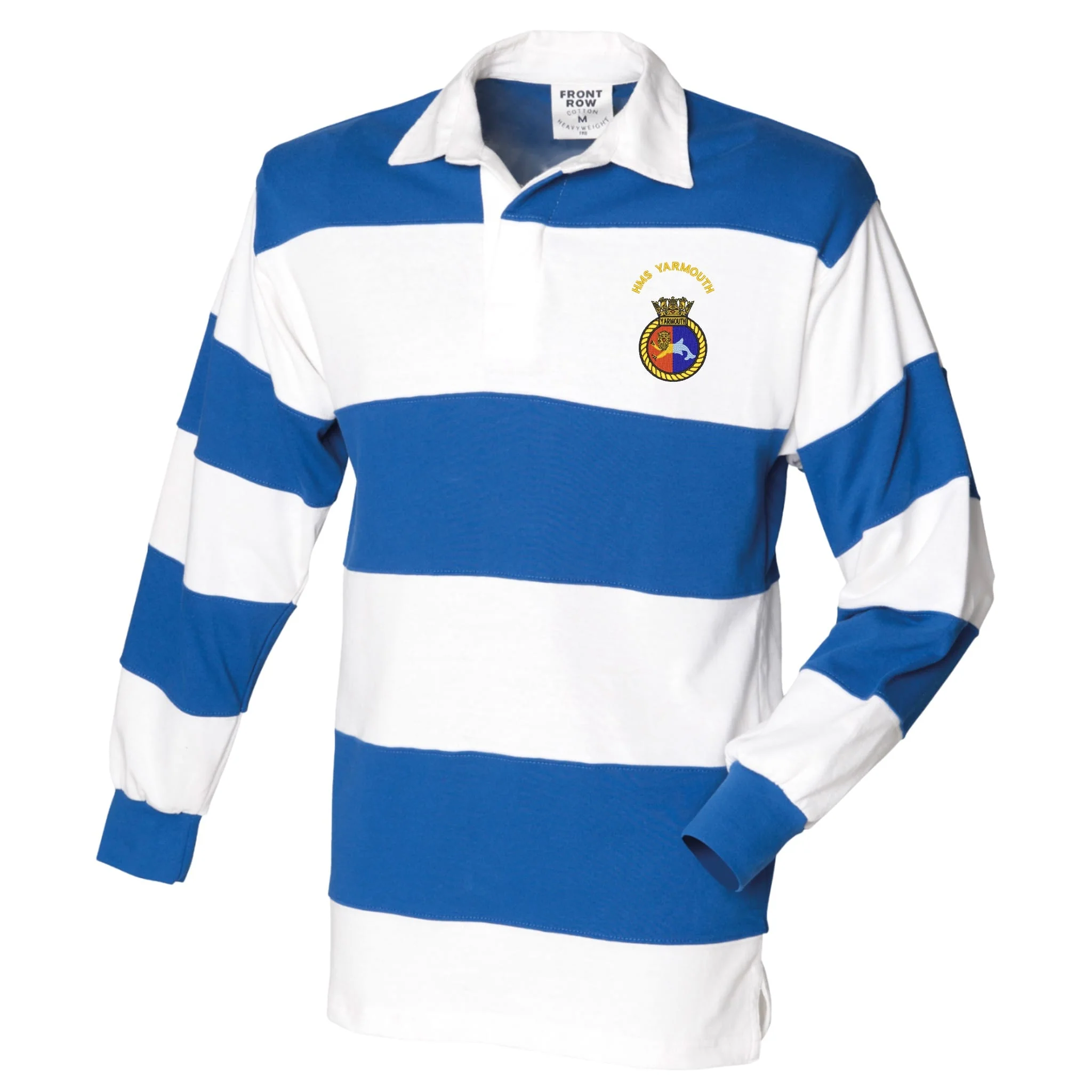 HMS Yarmouth Front Row Sewn Stripe Long Sleeve Rugby Shirt - Image 4