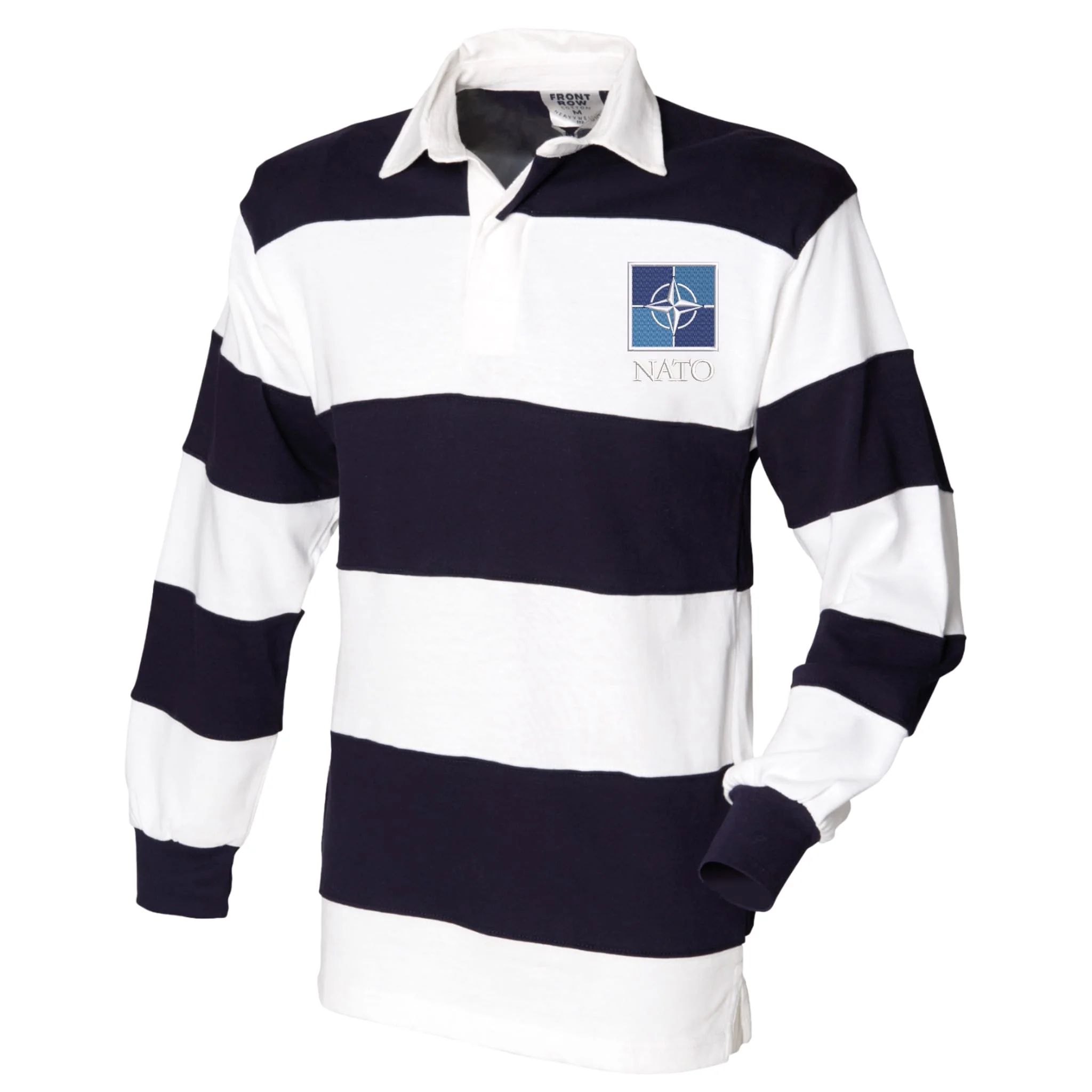 NATO Front Row Sewn Stripe Long Sleeve Rugby Shirt - Image 3