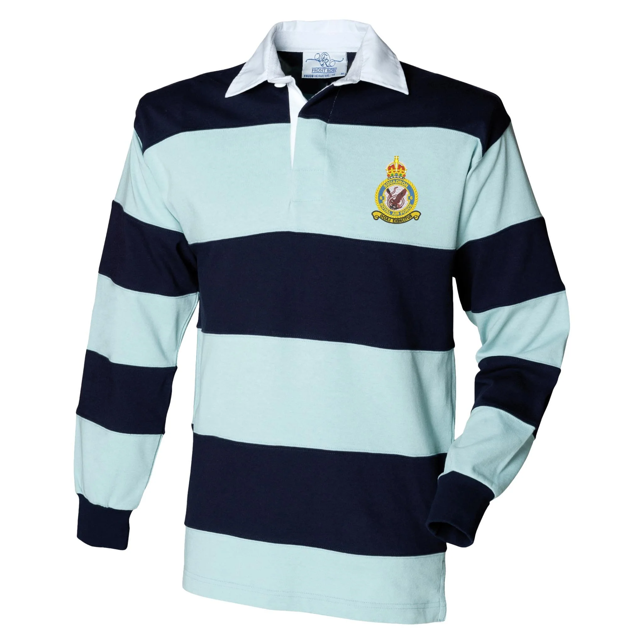 No 6 Squadron RAF Front Row Sewn Stripe Long Sleeve Rugby Shirt - Image 2