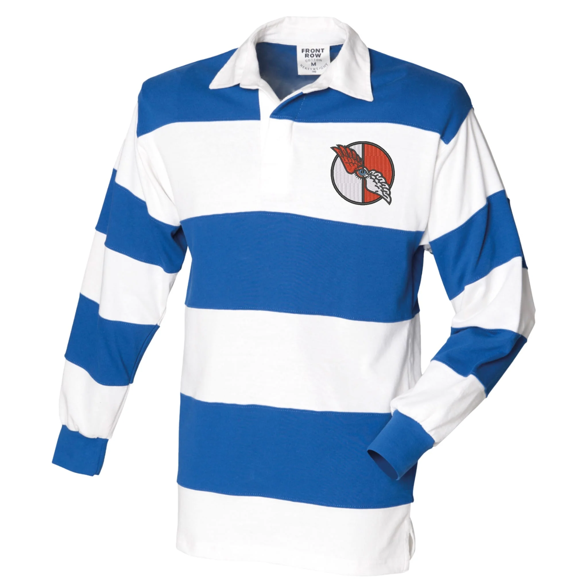 No. 7010 Squadron RAF Front Row Sewn Stripe Long Sleeve Rugby Shirt - Image 4