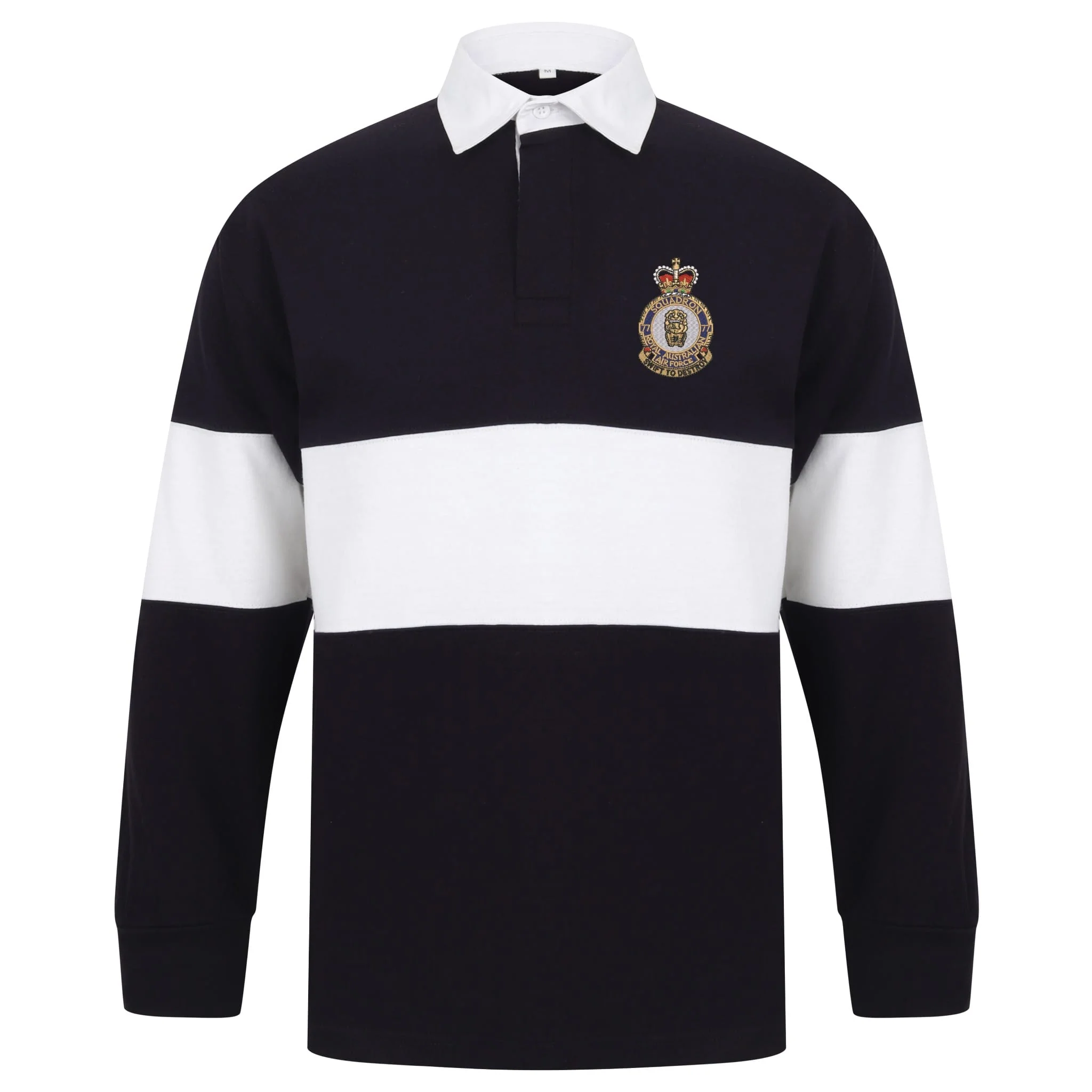No 77 Squadron RAAF Front Row Long Sleeve Panelled Rugby Shirt - Image 3
