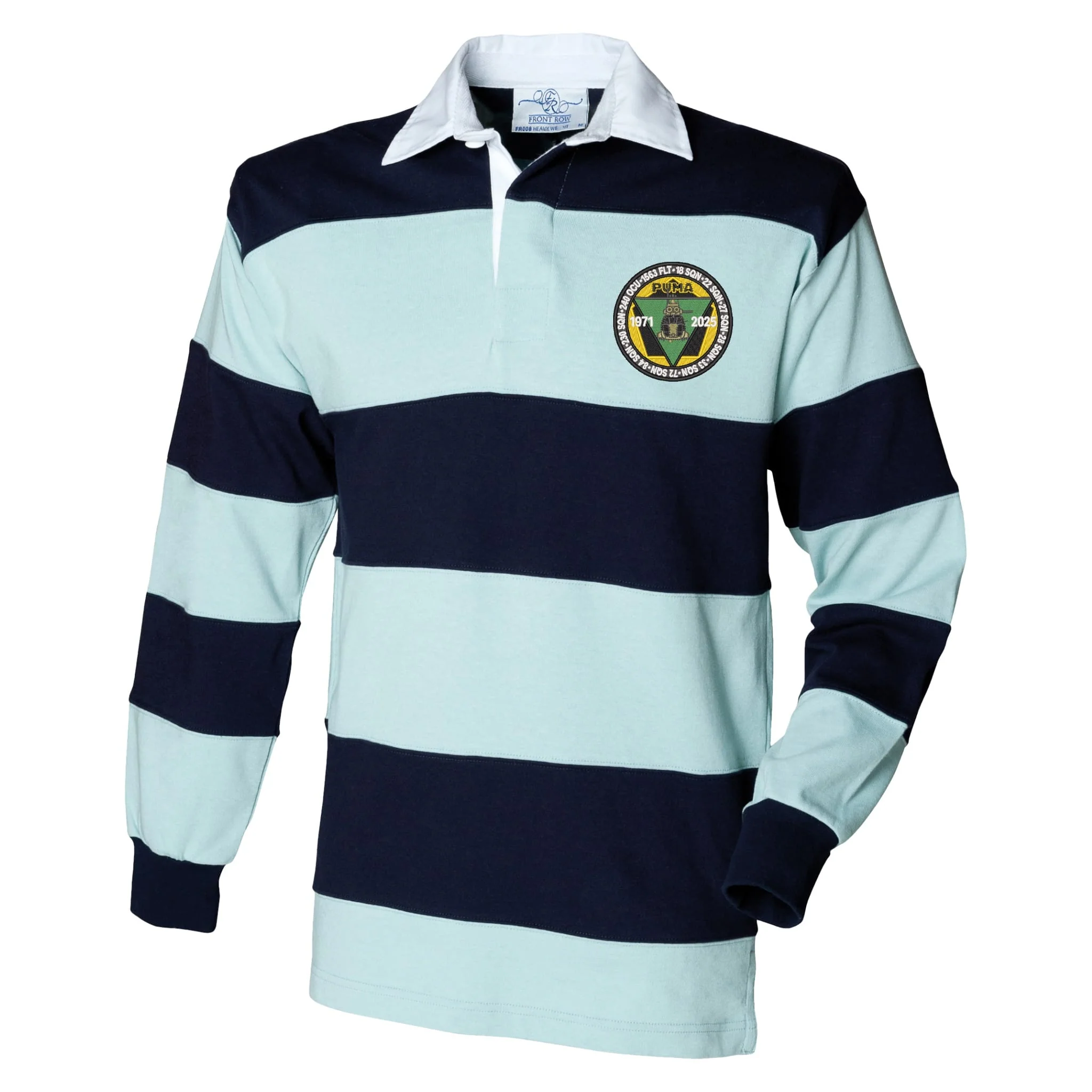 Puma Helicopter 1971-2025 Front Row Sewn Stripe Long Sleeve Rugby Shirt - Image 2