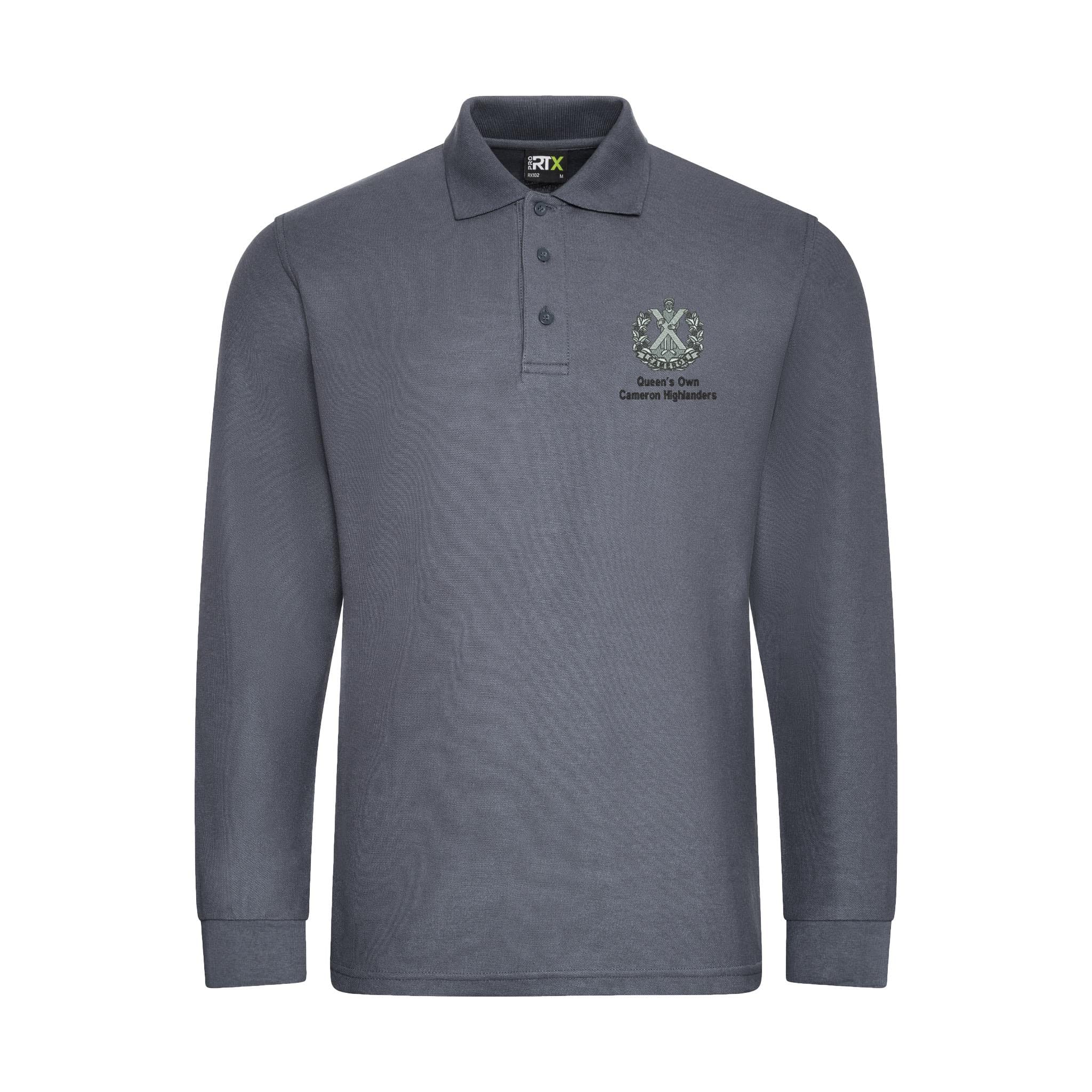 Queens Own Cameron Highlanders Long Sleeve Polo Shirt - Image 6