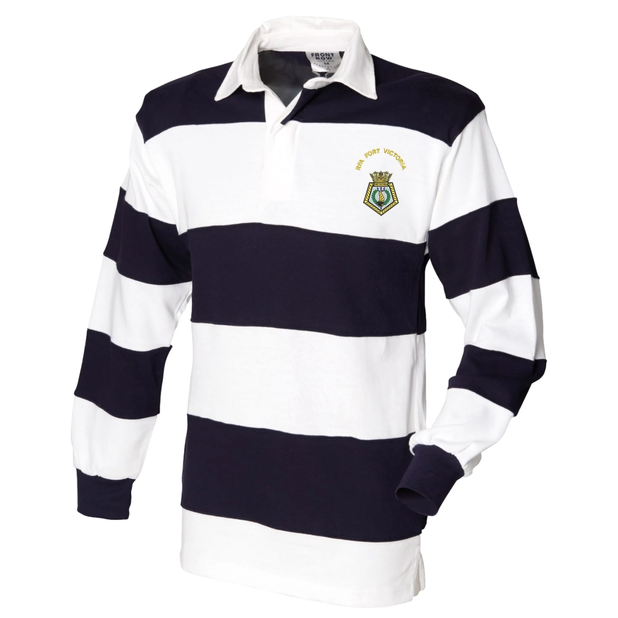 RFA Fort Victoria Front Row Sewn Stripe Long Sleeve Rugby Shirt - Image 3