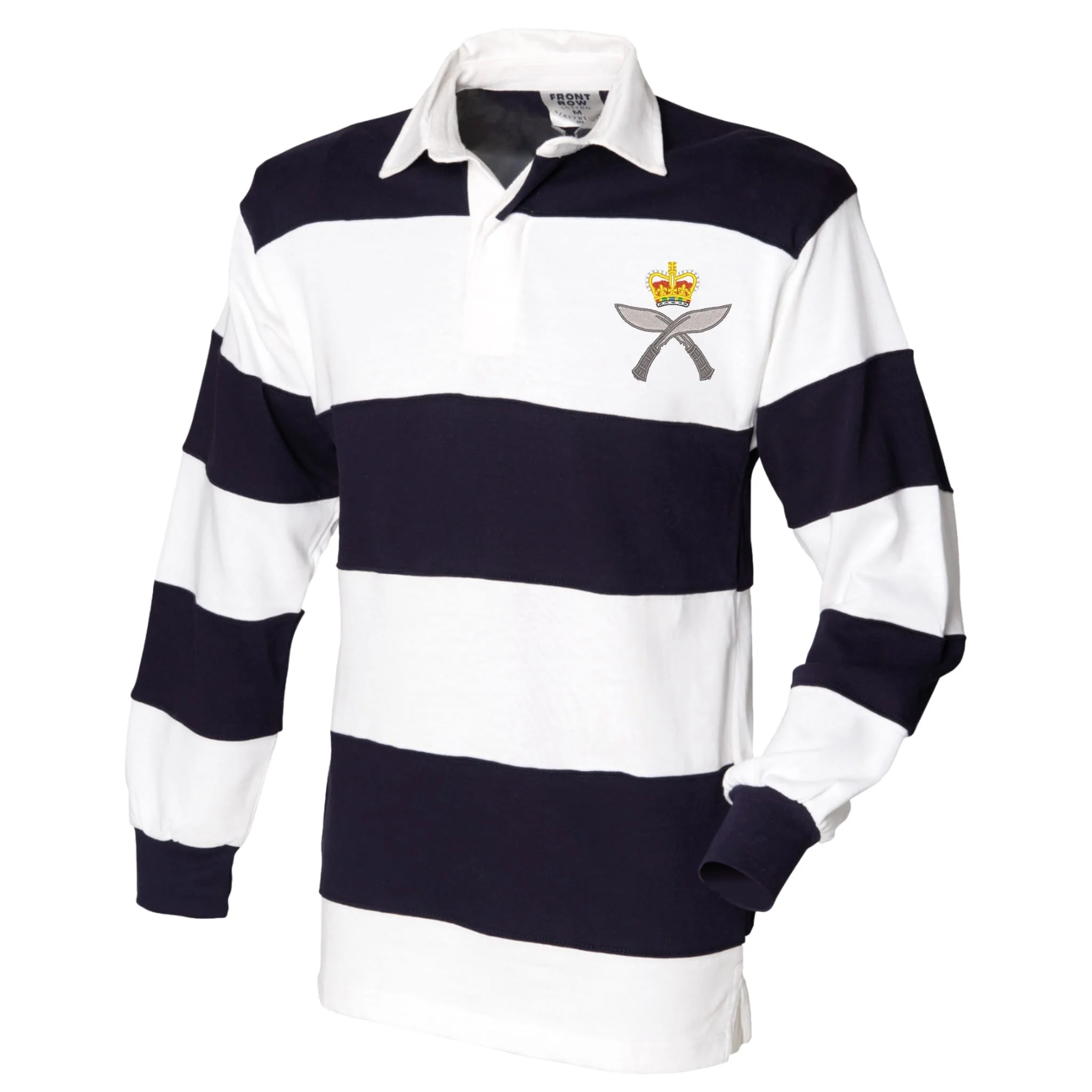 Royal Gurkha Rifles Front Row Sewn Stripe Long Sleeve Rugby Shirt - Image 2