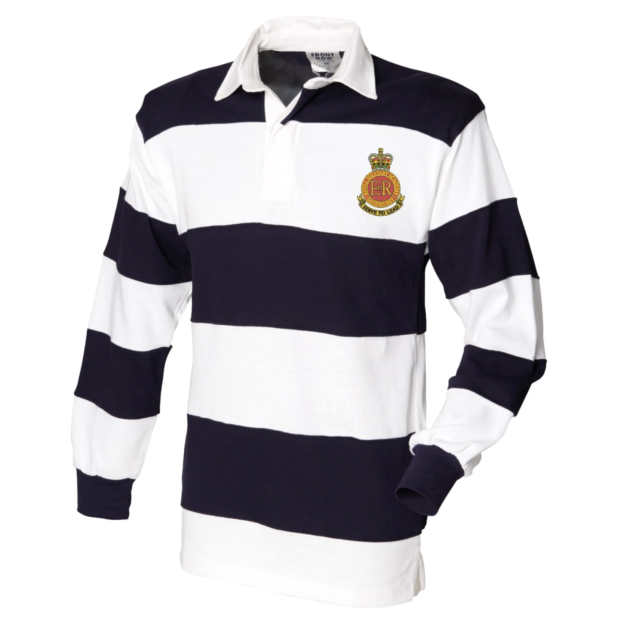 Royal Military Academy Sandhurst Front Row Sewn Stripe Long Sleeve Rugby Shirt - Image 2